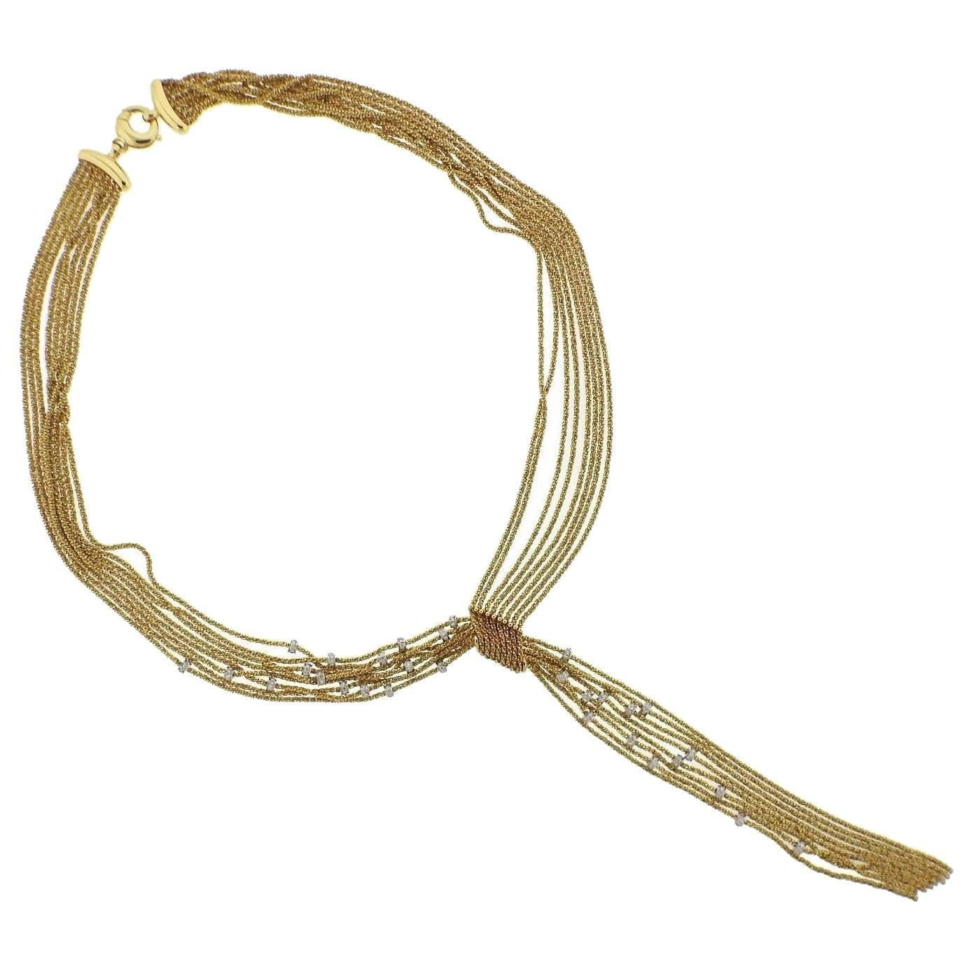 Yuri Ichihashi Sazame Gold Diamond Platinum Necklace - Oakgem.com