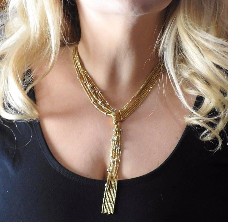 Yuri Ichihashi Sazame Gold Diamond Platinum Necklace - Oakgem.com