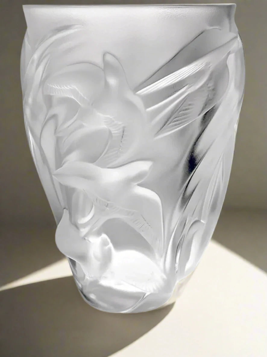 New Old Stock Lalique Martinets Crystal Vase J090