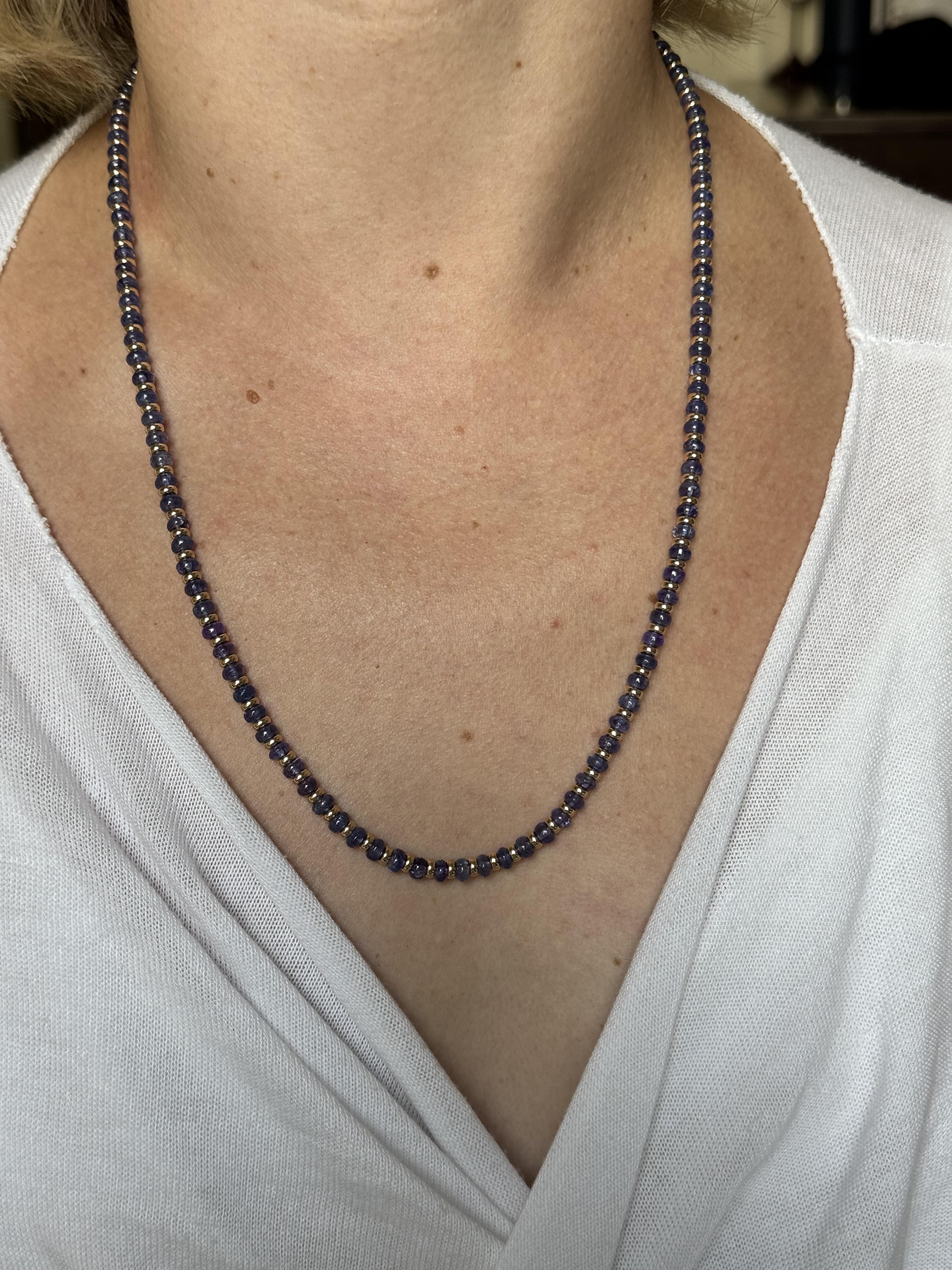 Gump's Tanzanite Bead Gold Necklace