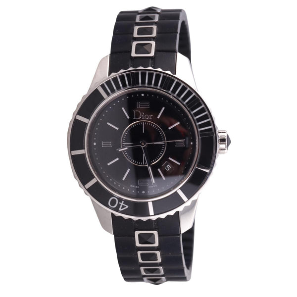Christian Dior Christal Black Rubber Watch CD11311F