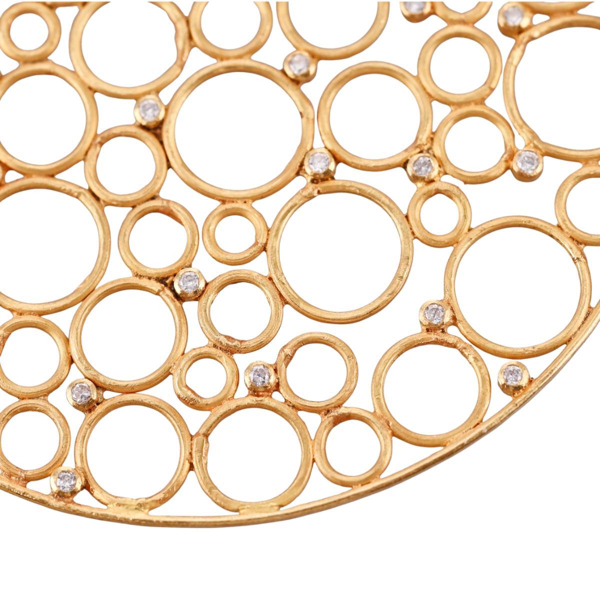 Diamond Gold Open Circle Drop Earrings