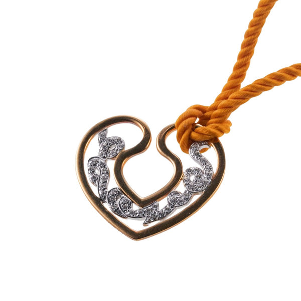 Repossi Gold Diamond Heart Pendant Cord Necklace
