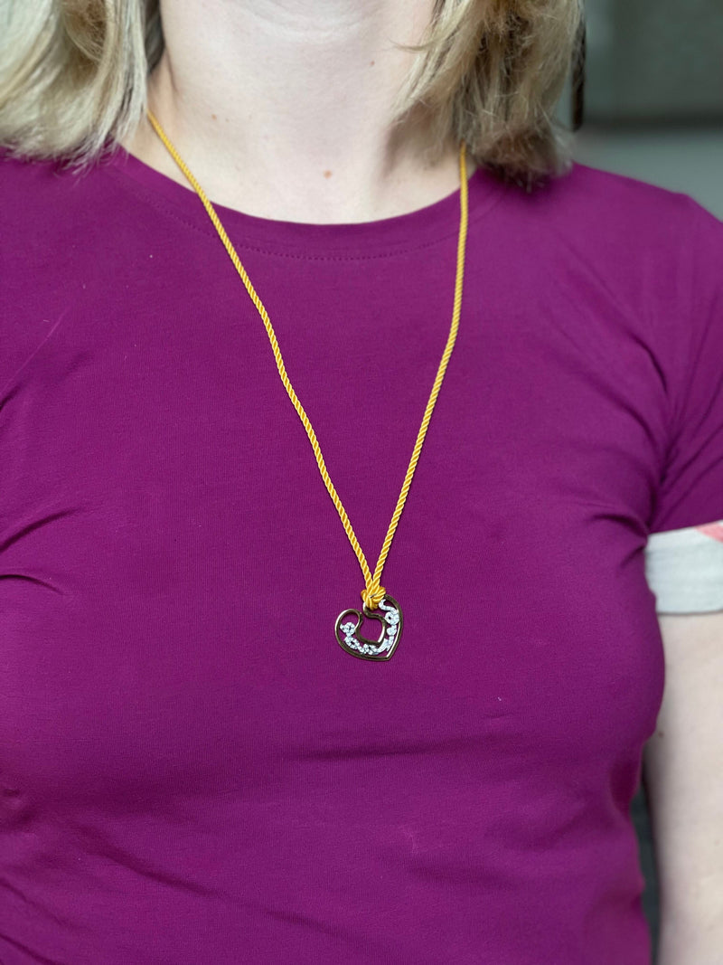 Repossi Gold Diamond Heart Pendant Cord Necklace