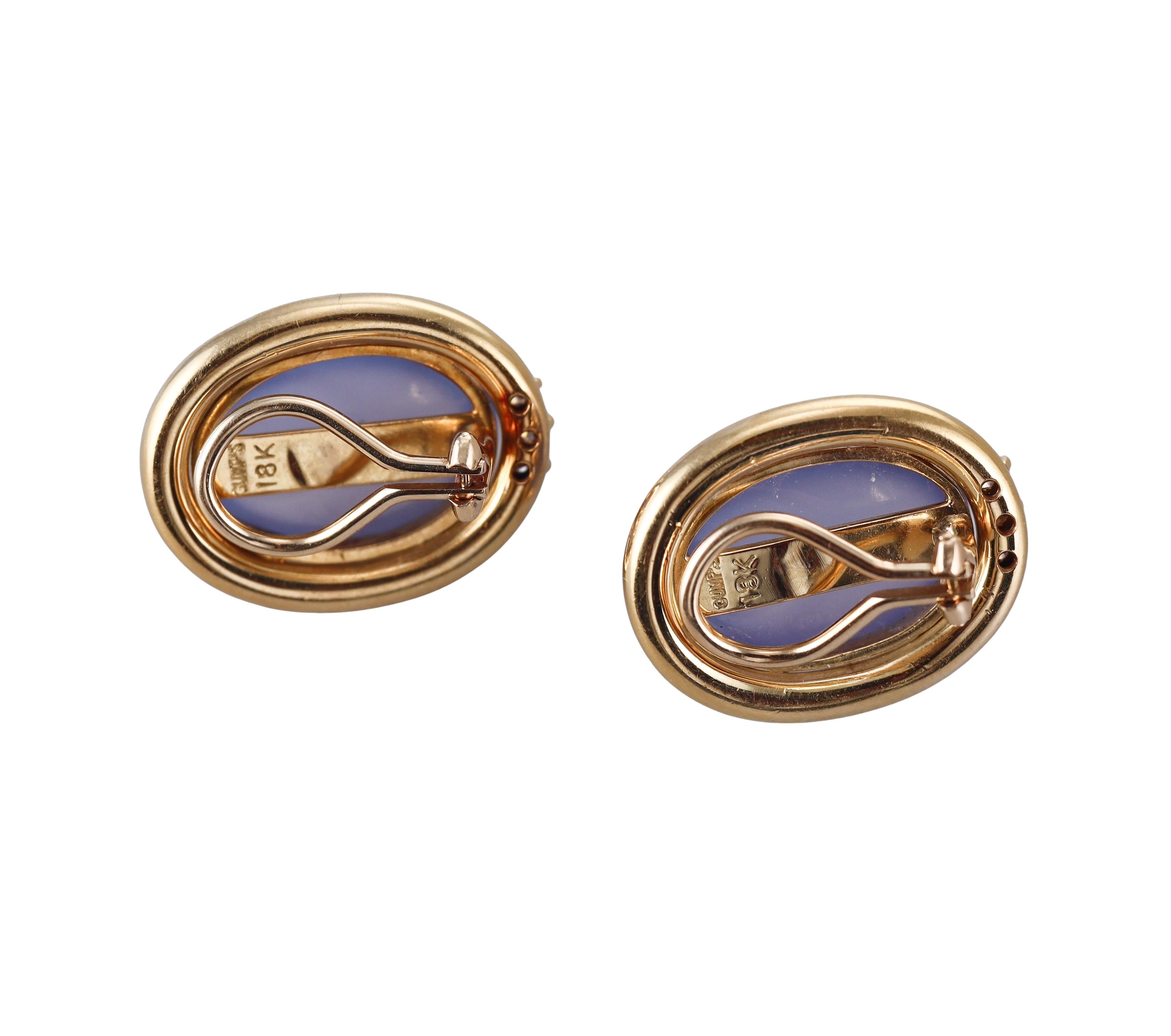 Gump's Chalcedony Diamond Gold Earrings