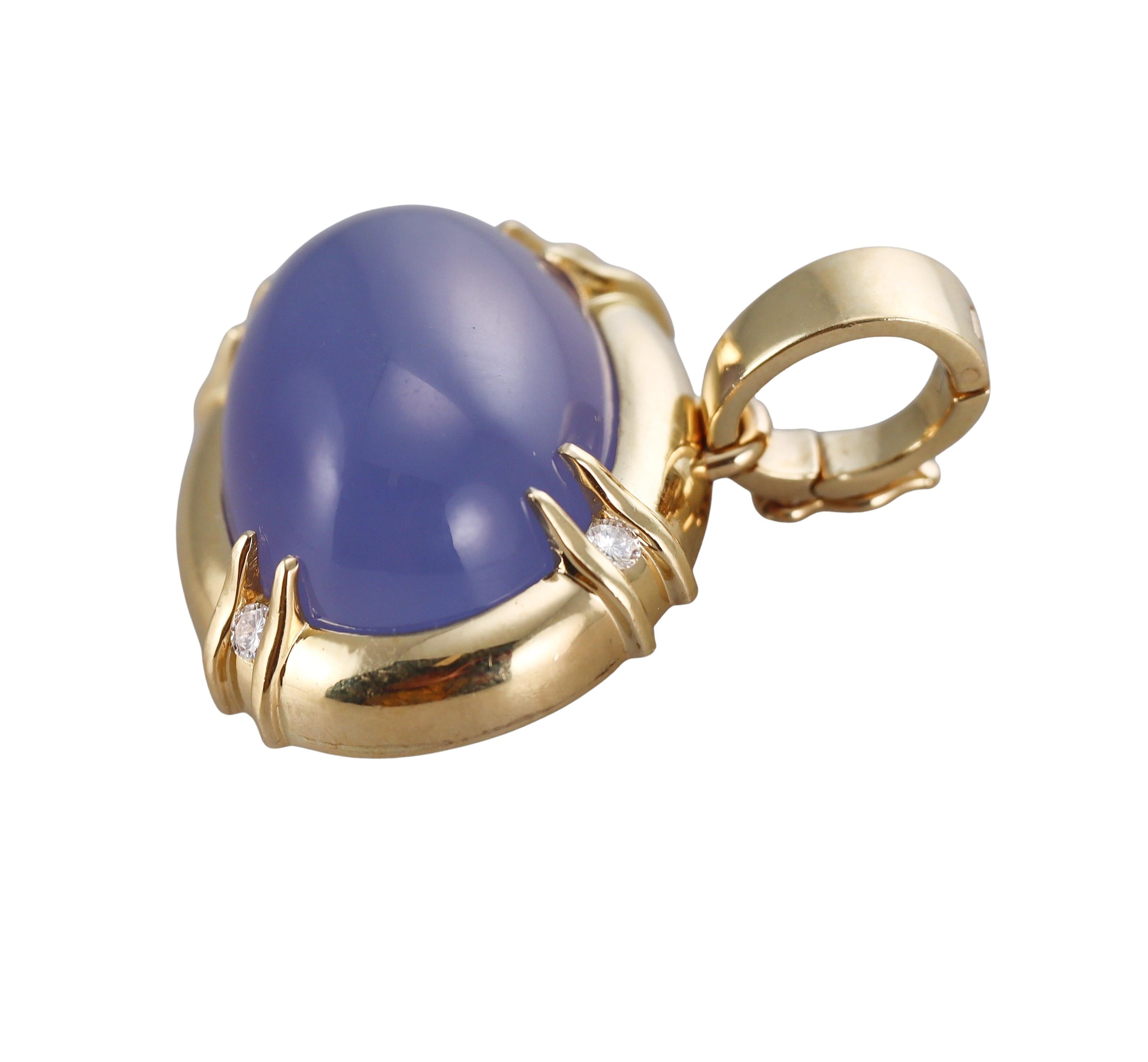 Gump's Chalcedony Diamond Gold Pendant Enhancer