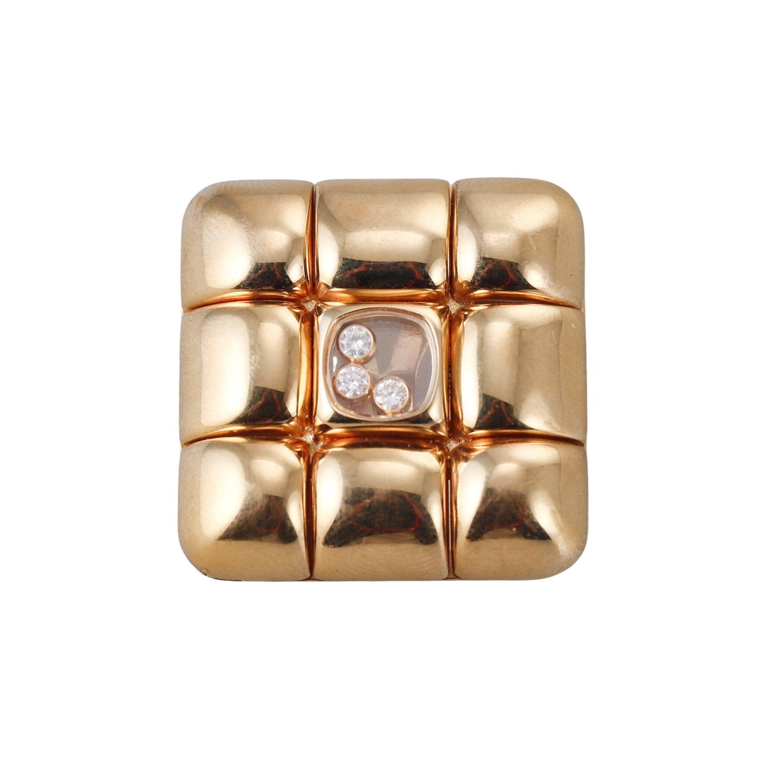 Chopard Ice Cube Floating Diamond Gold Pendant