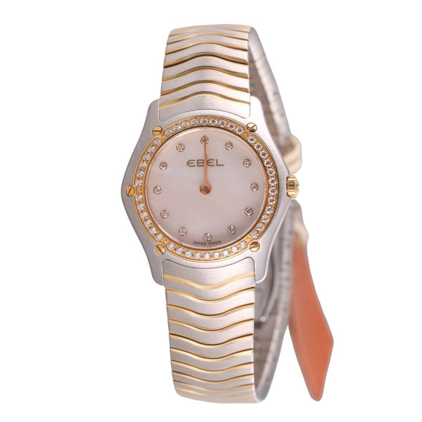 Ebel Classic Wave 18k Gold Steel Diamond Mother of Pearl Steel Watch E1256F2S