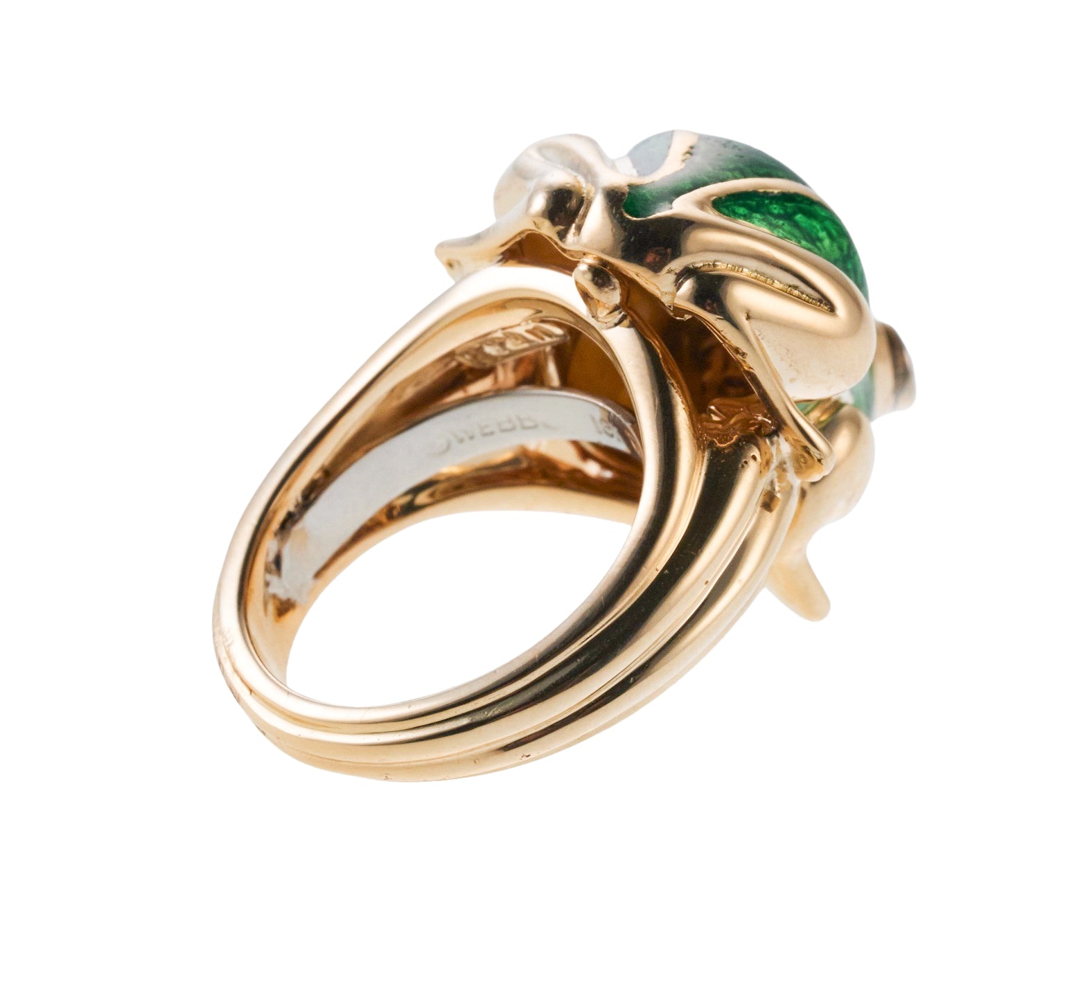 David Webb Gold Enamel Diamond Frog Ring