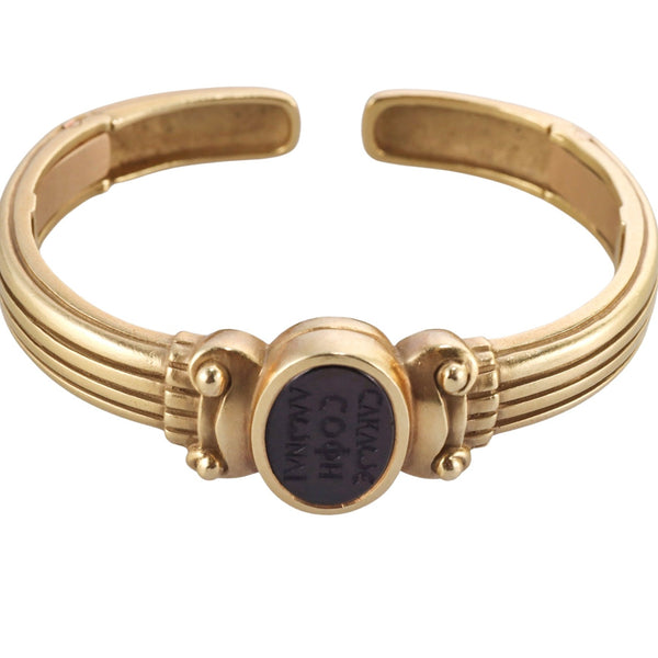 Kieselstein Cord Gold Greek Intaglio Cuff Bracelet