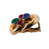 David Webb Emerald Ruby Sapphire Gold Earrings