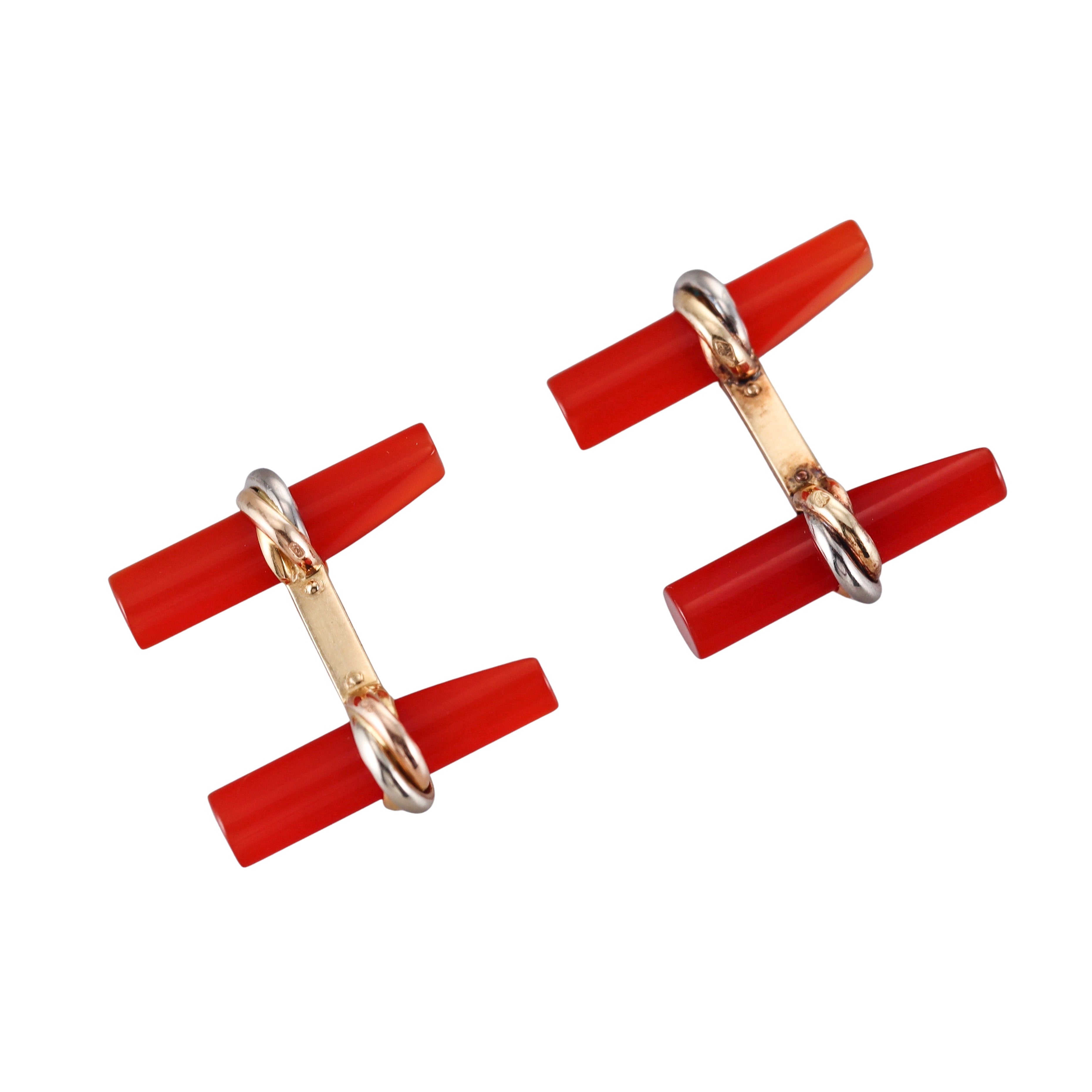Cartier Trinity Gold Carnelian Bar Cufflinks