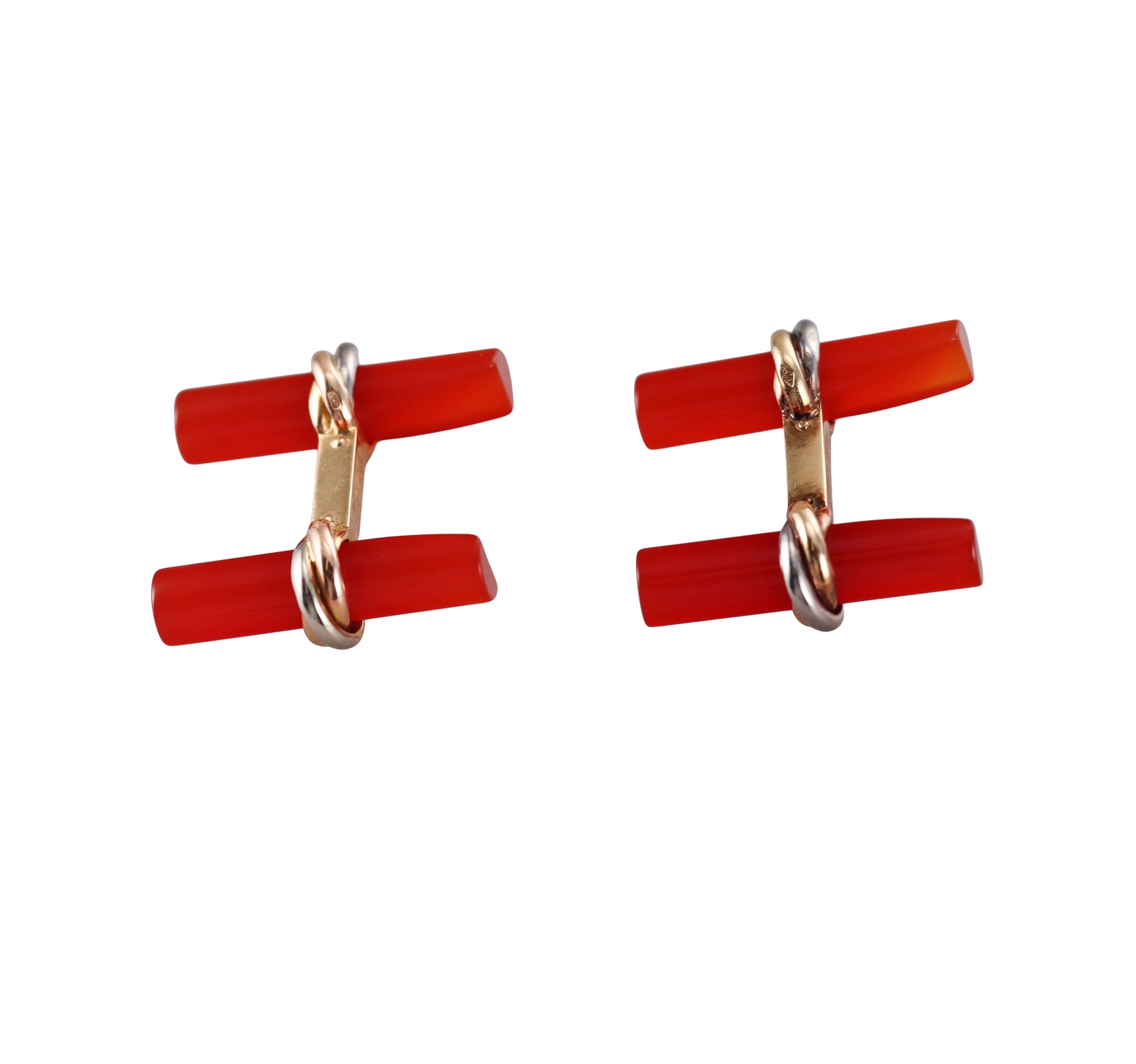 Cartier Trinity Gold Carnelian Bar Cufflinks