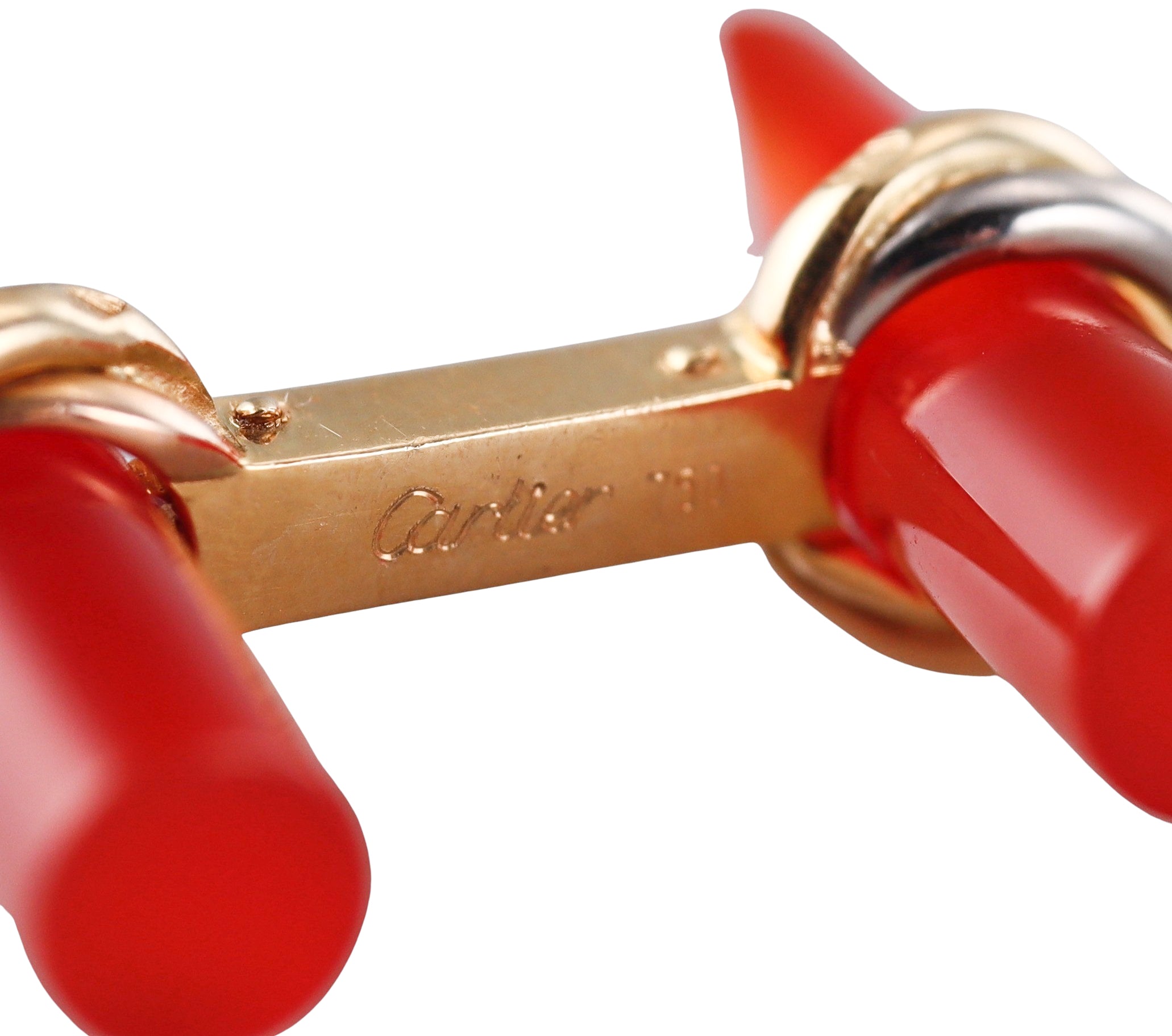Cartier Trinity Gold Carnelian Bar Cufflinks