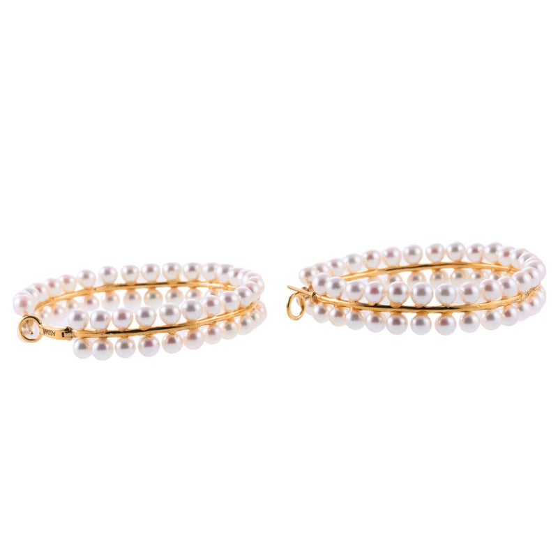 Assael Pearl Gold Large Hoop Earrings