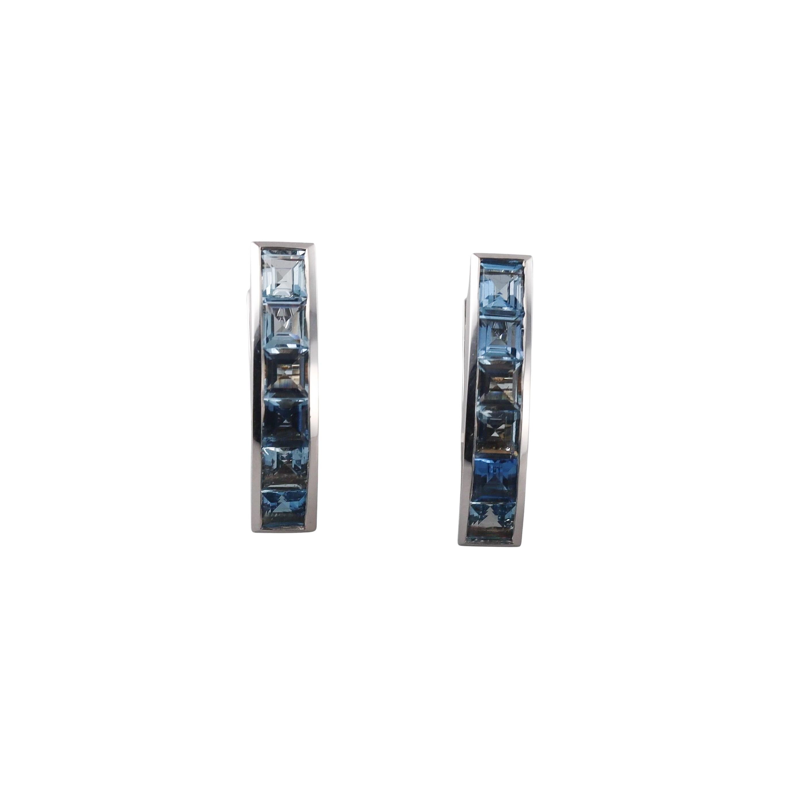 Garrard Blue Topaz Gold Hoop Earrings