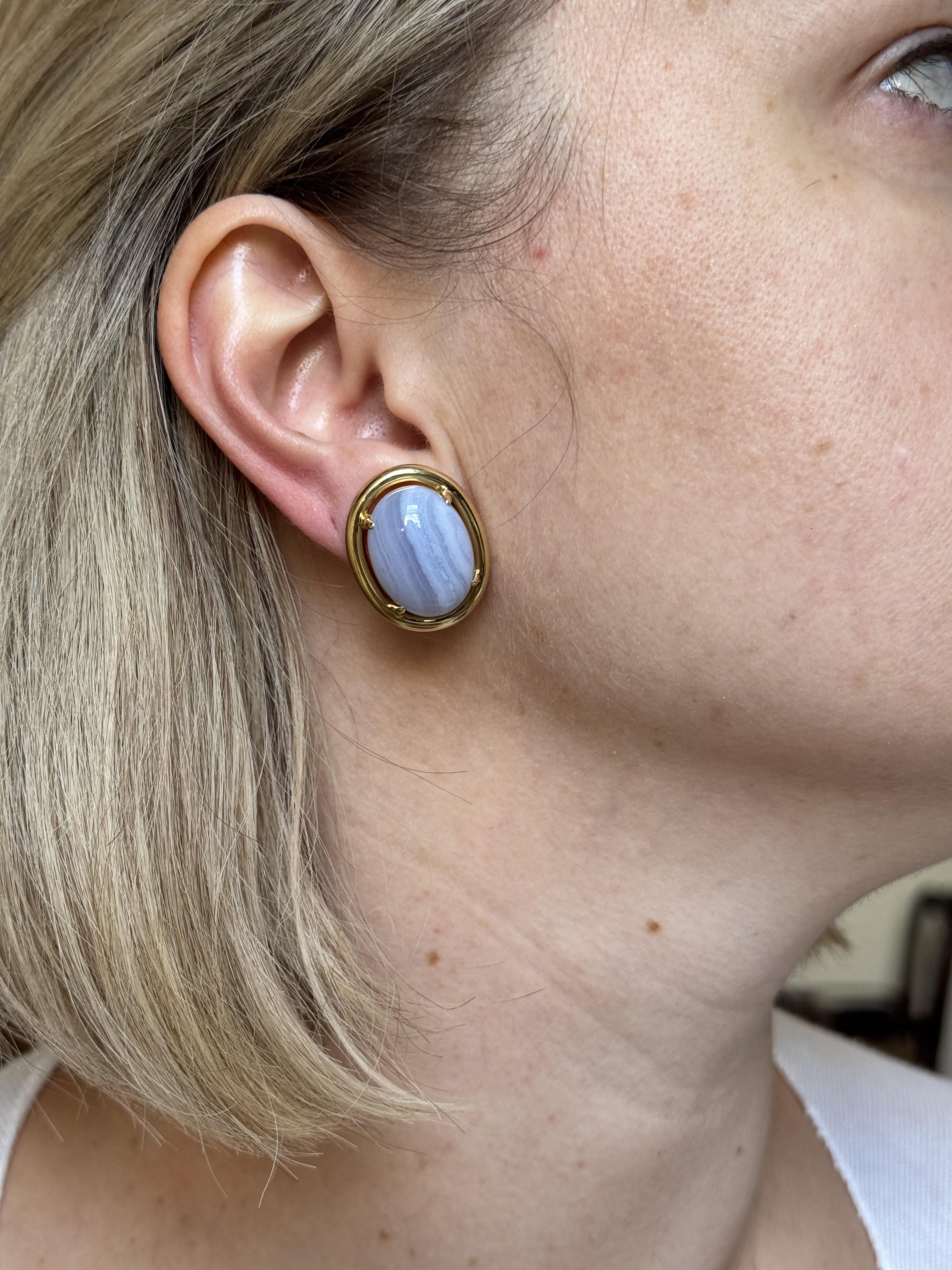 Gump's Chalcedony Gold Earrings