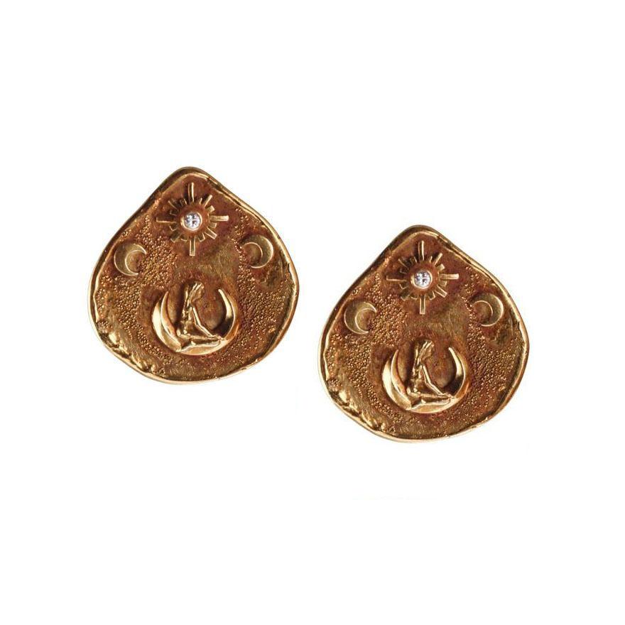 Elizabeth Gage Gold Diamond Zodiac Virgo Earrings