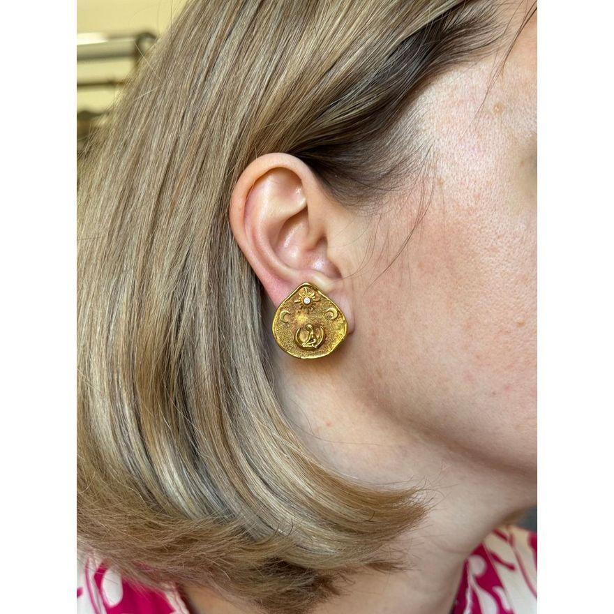 Elizabeth Gage Gold Diamond Zodiac Virgo Earrings