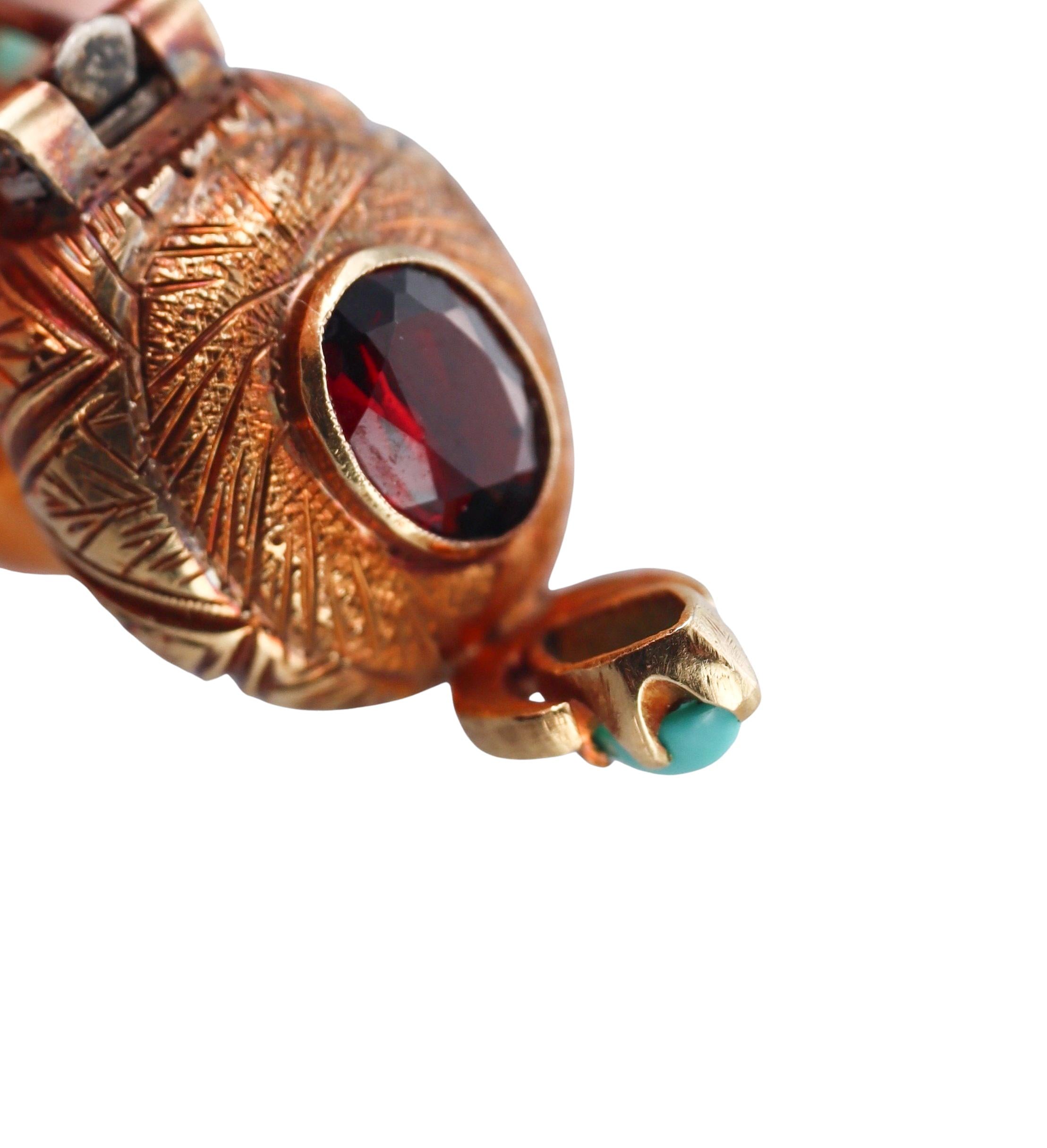 Nardi Amber Garnet Turquoise Gold Blackamoor Brooch