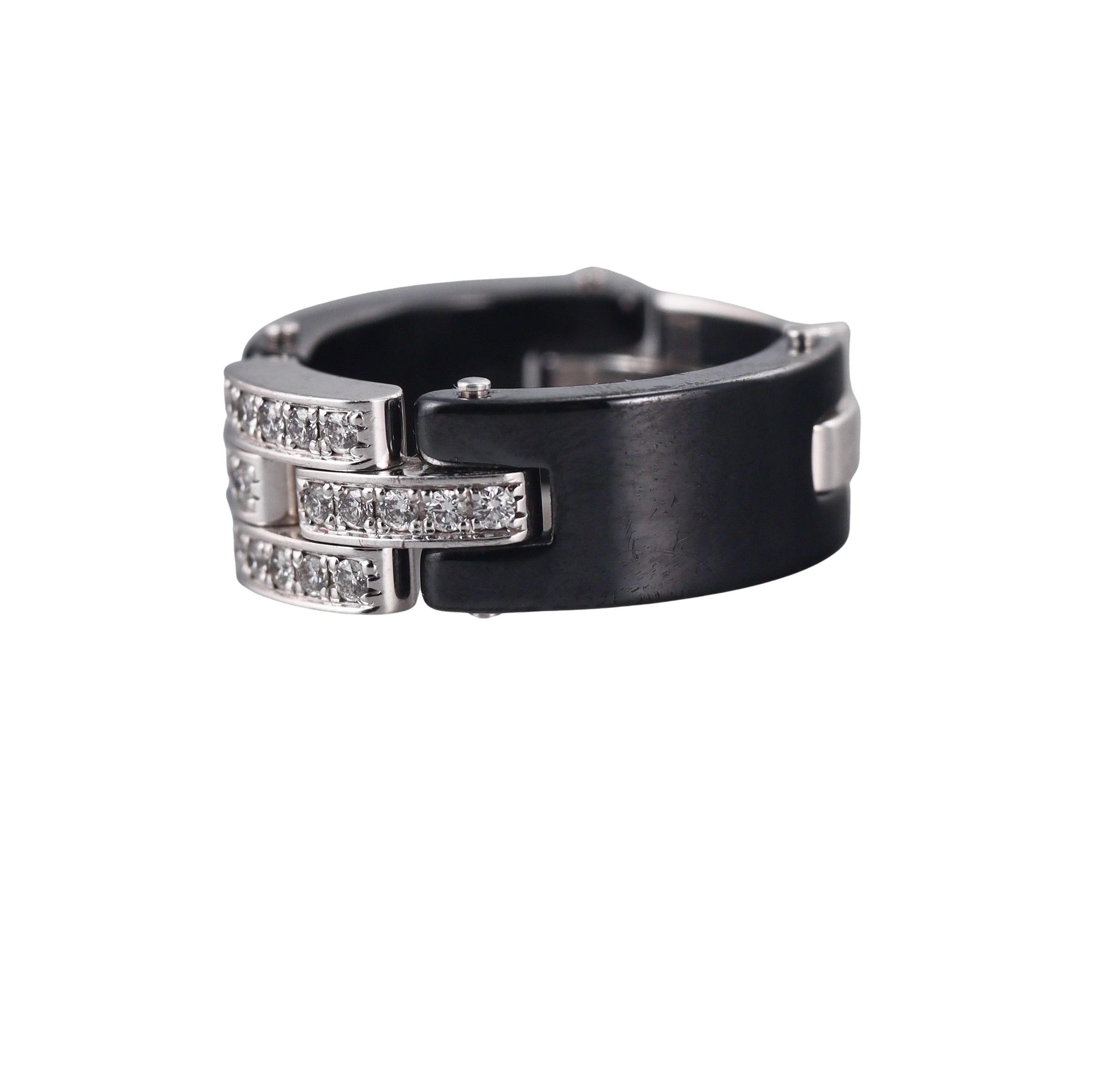 Cartier Maillon Panthere Ceramic Gold Diamond Ring