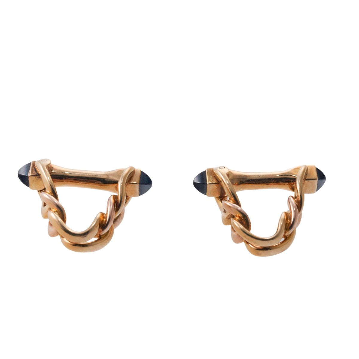 French Sapphire Gold Stirrup Cufflinks