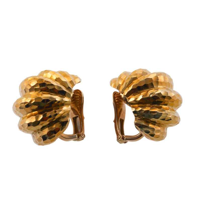 David Webb Vintage Hammered Gold Earrings
