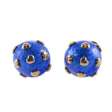 Tiffany & Co Schlumberger Blue Enamel Heart Gold Earrings