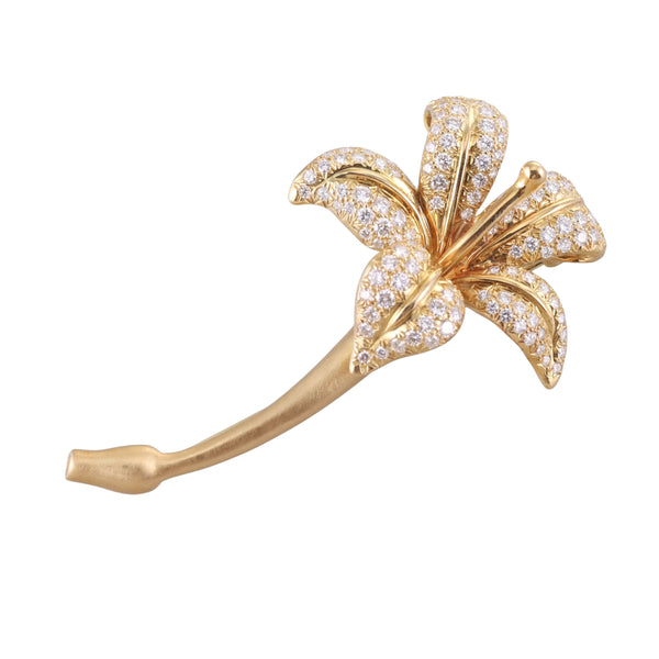 Angela Cummings Gold Diamond Jasmine Flower Brooch
