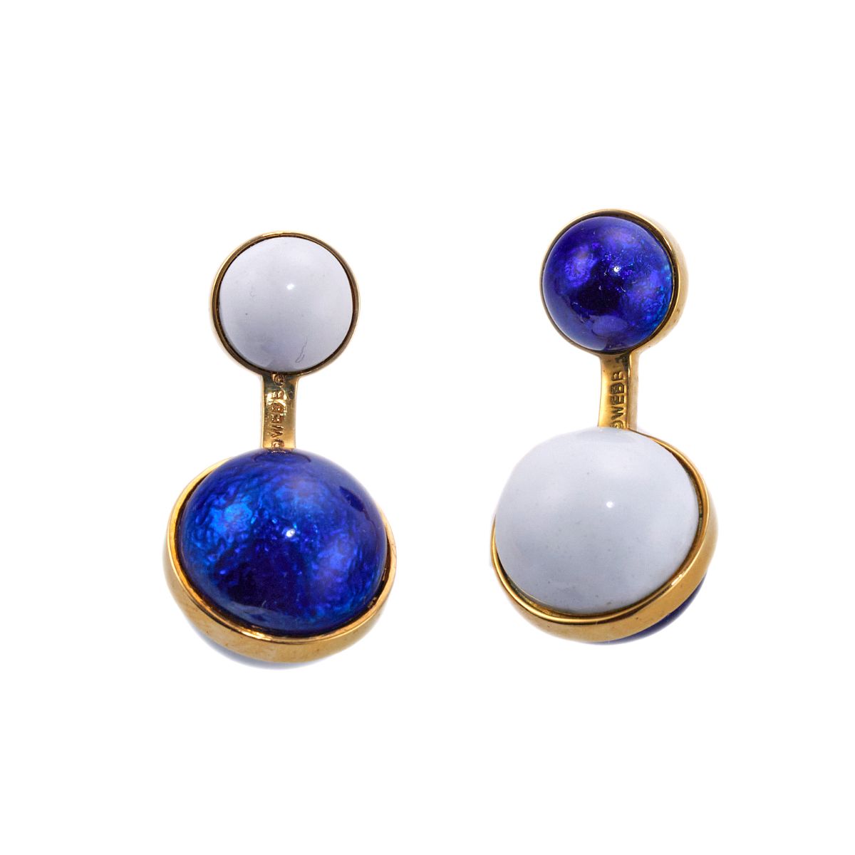 David Webb Enamel Gold Ball Cufflinks