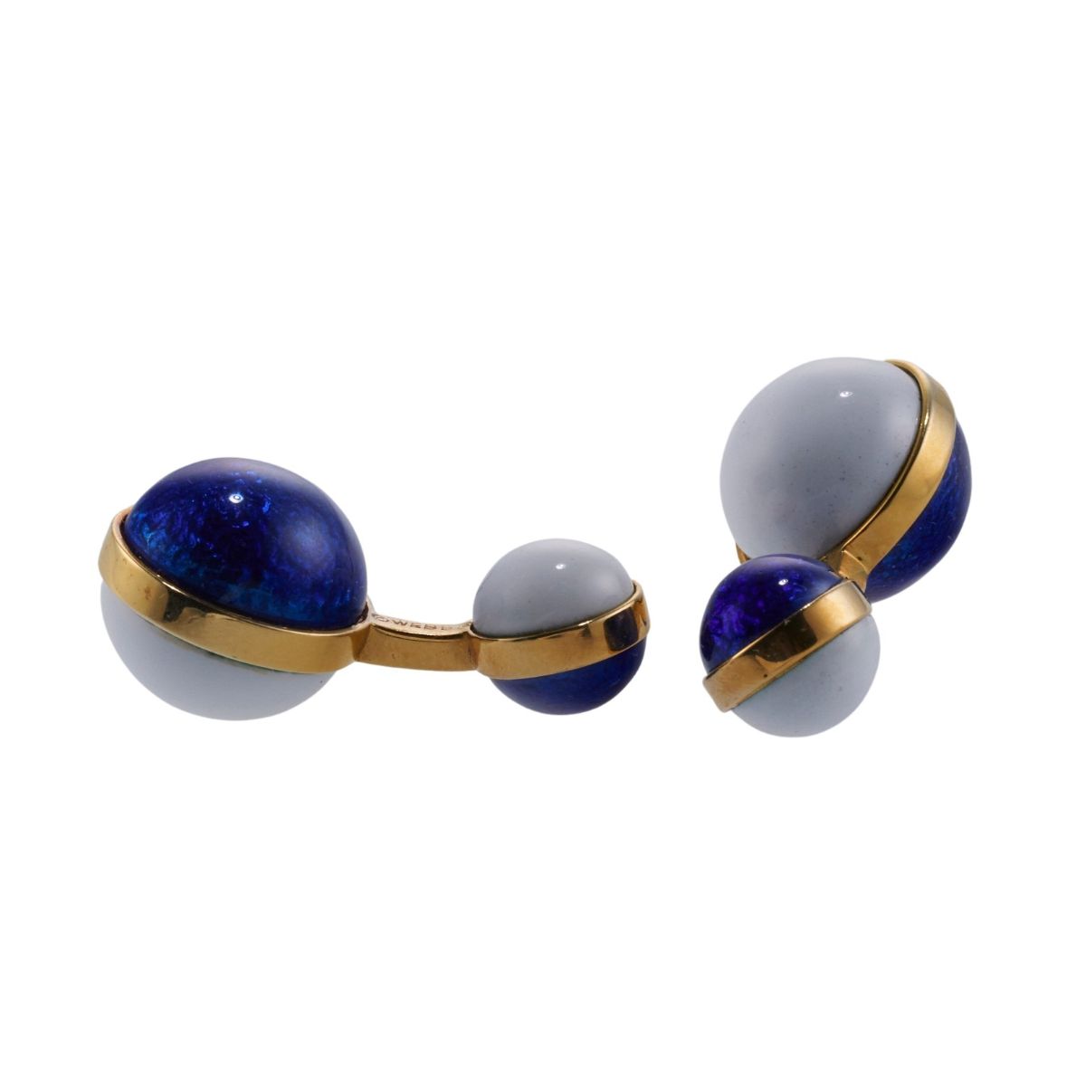 David Webb Enamel Gold Ball Cufflinks
