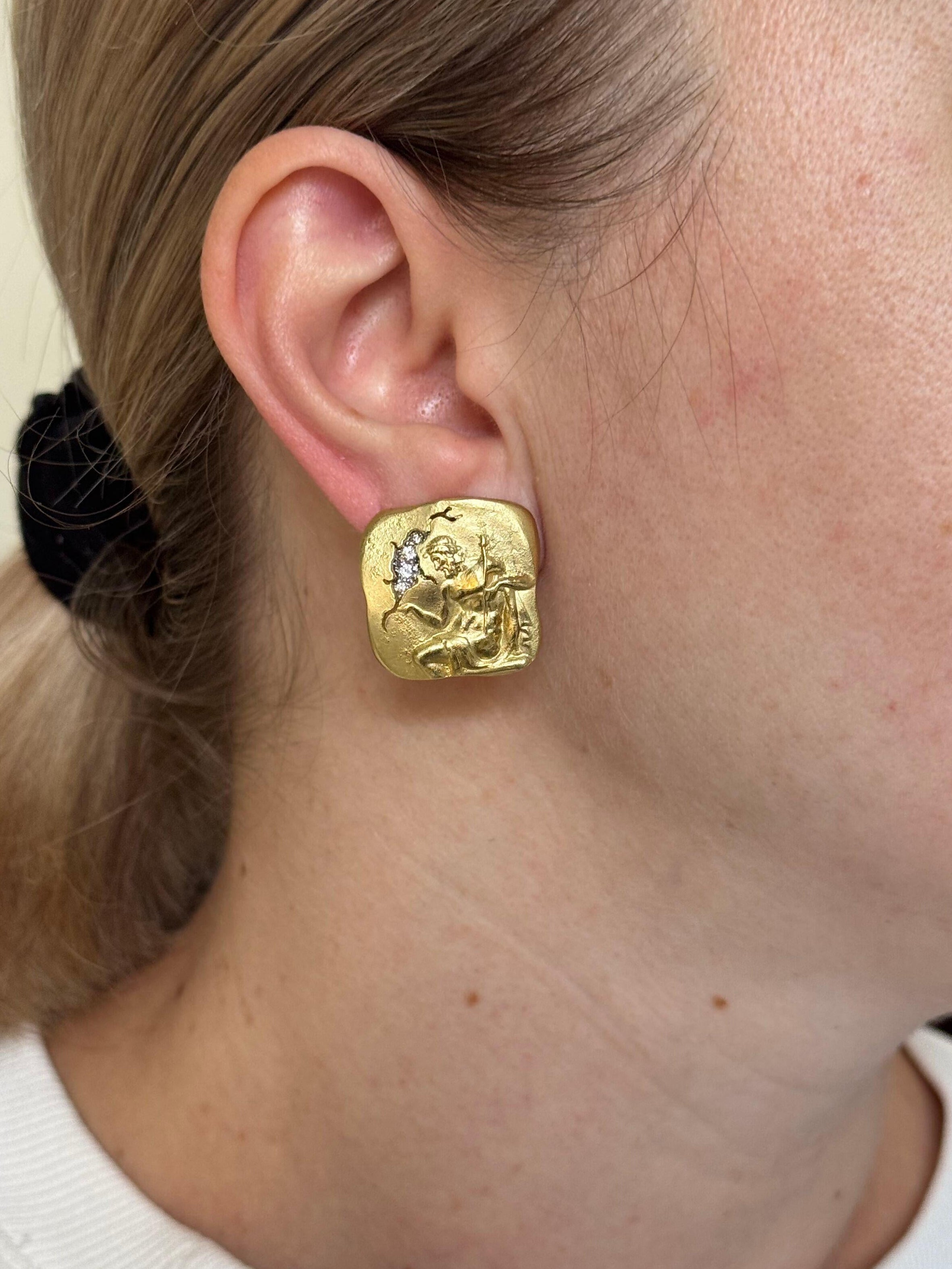 Seidengang Athena Diamond Gold Platinum Earrings