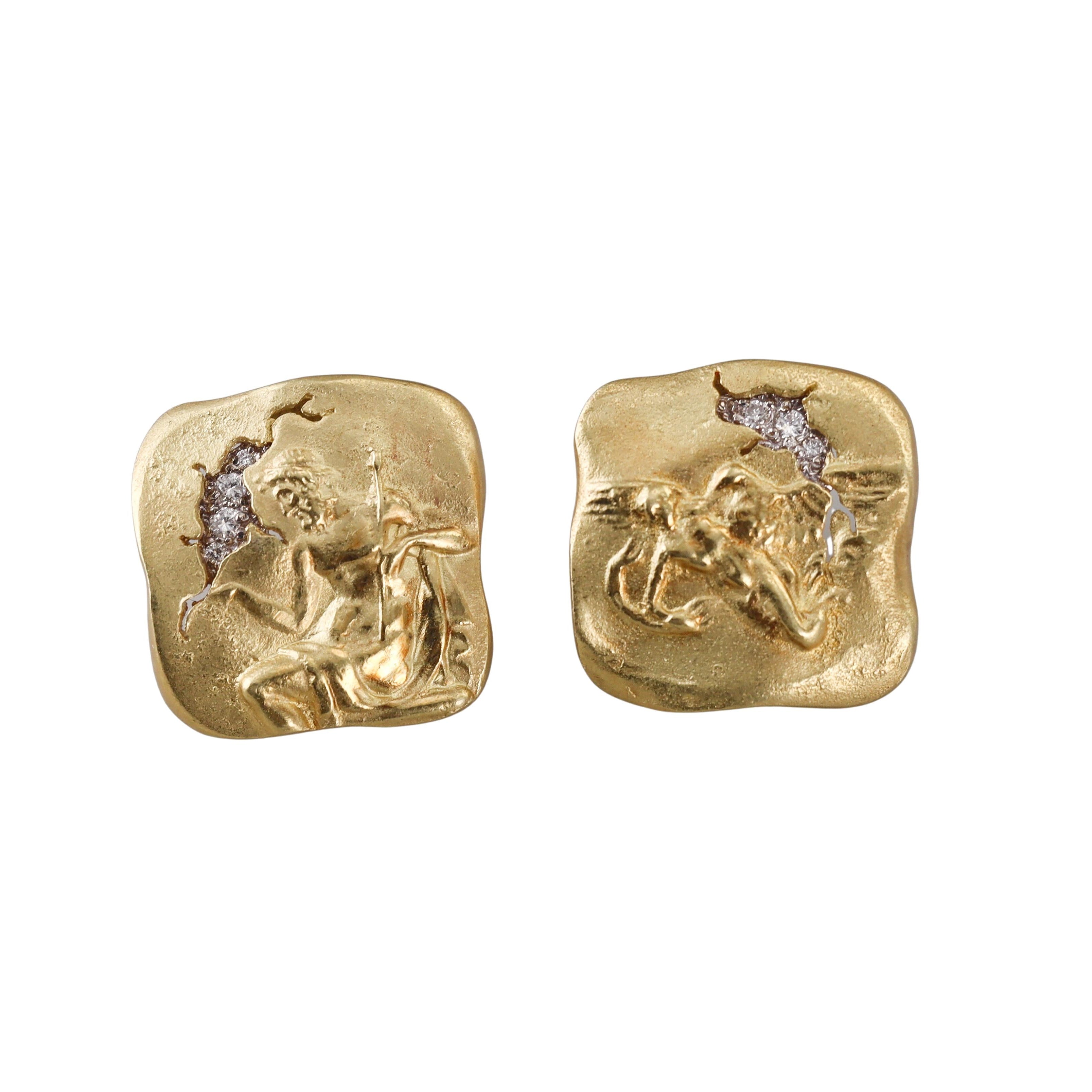 Seidengang Athena Diamond Gold Platinum Earrings