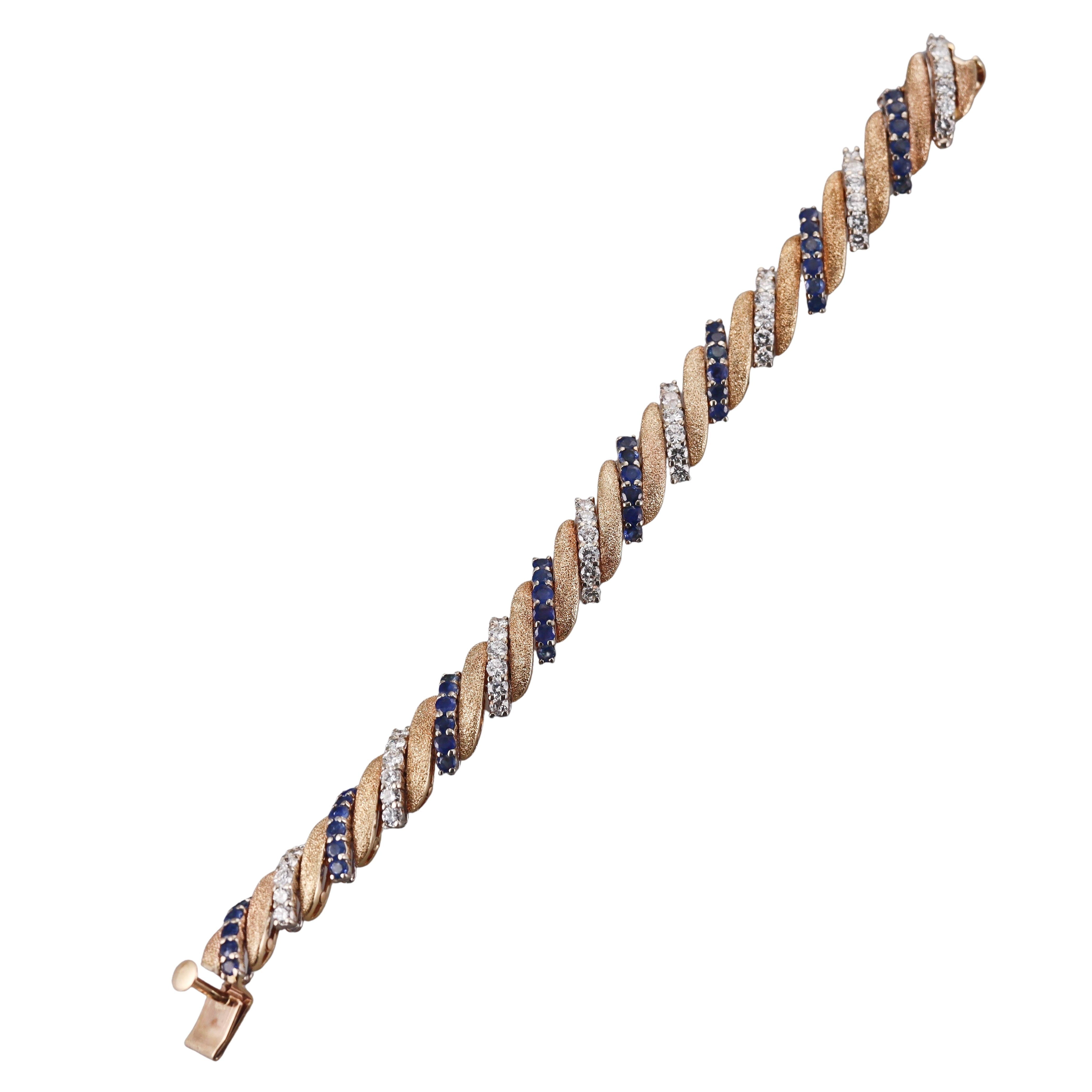 1960s Diamond Sapphire Gold Bracelet