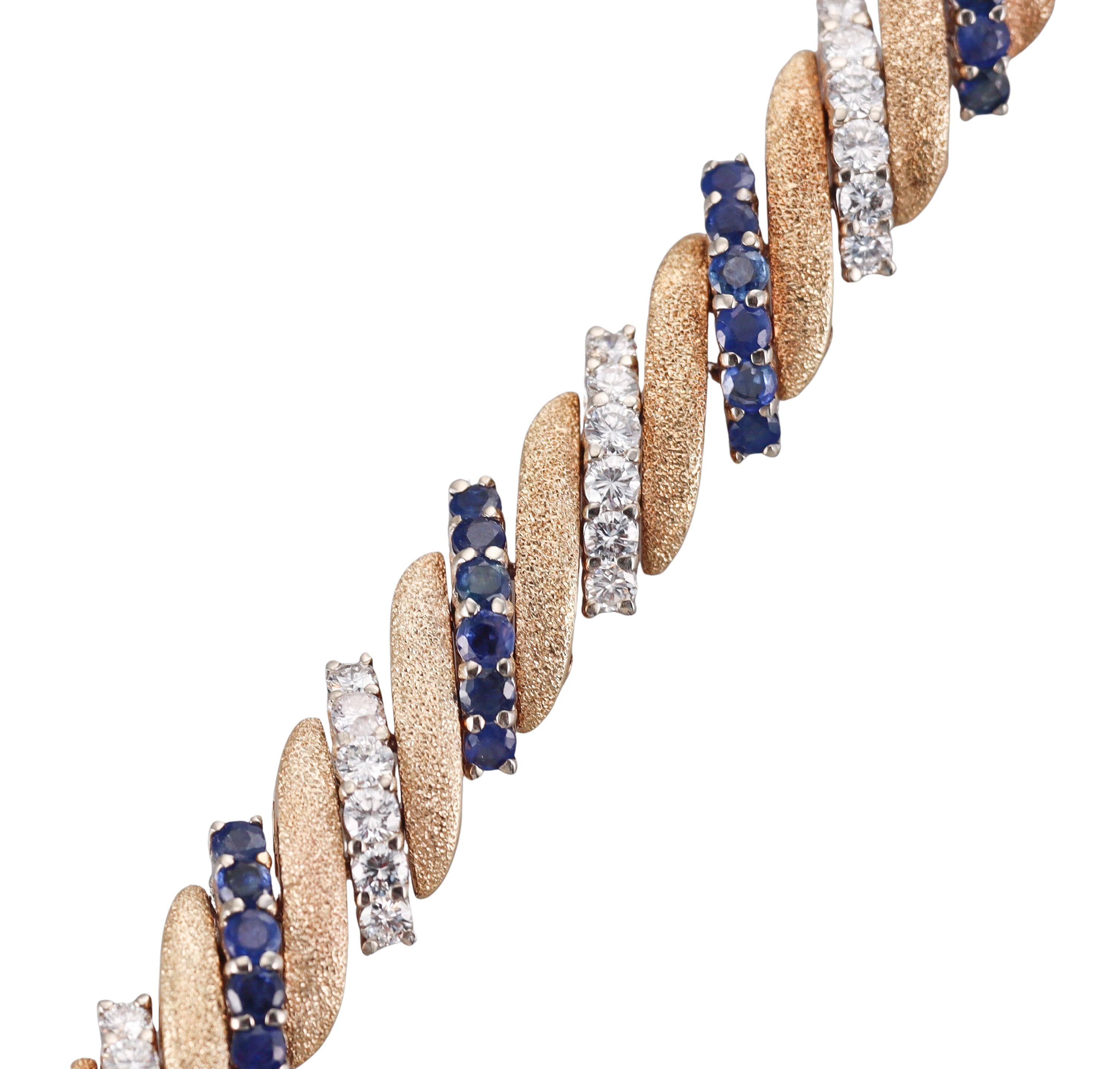 1960s Diamond Sapphire Gold Bracelet