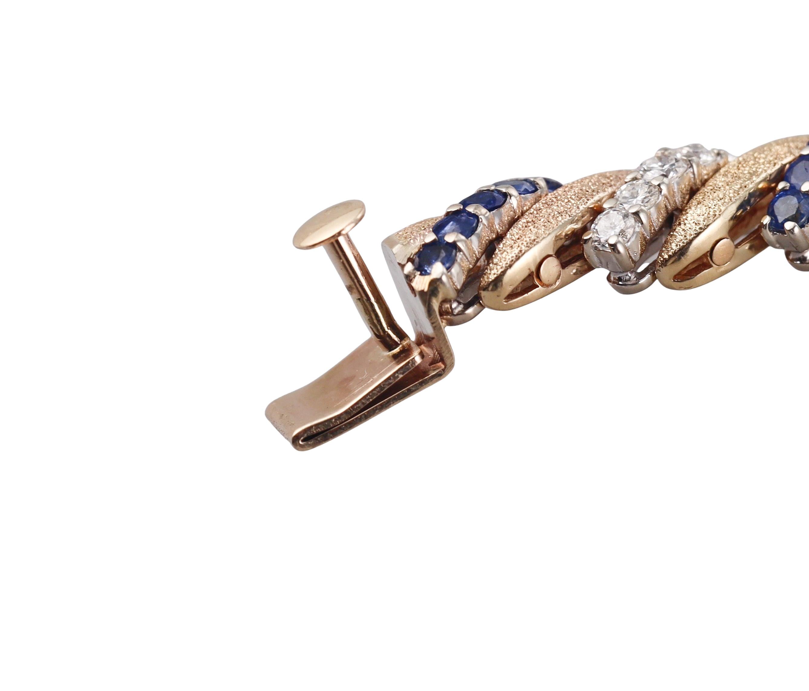 1960s Diamond Sapphire Gold Bracelet
