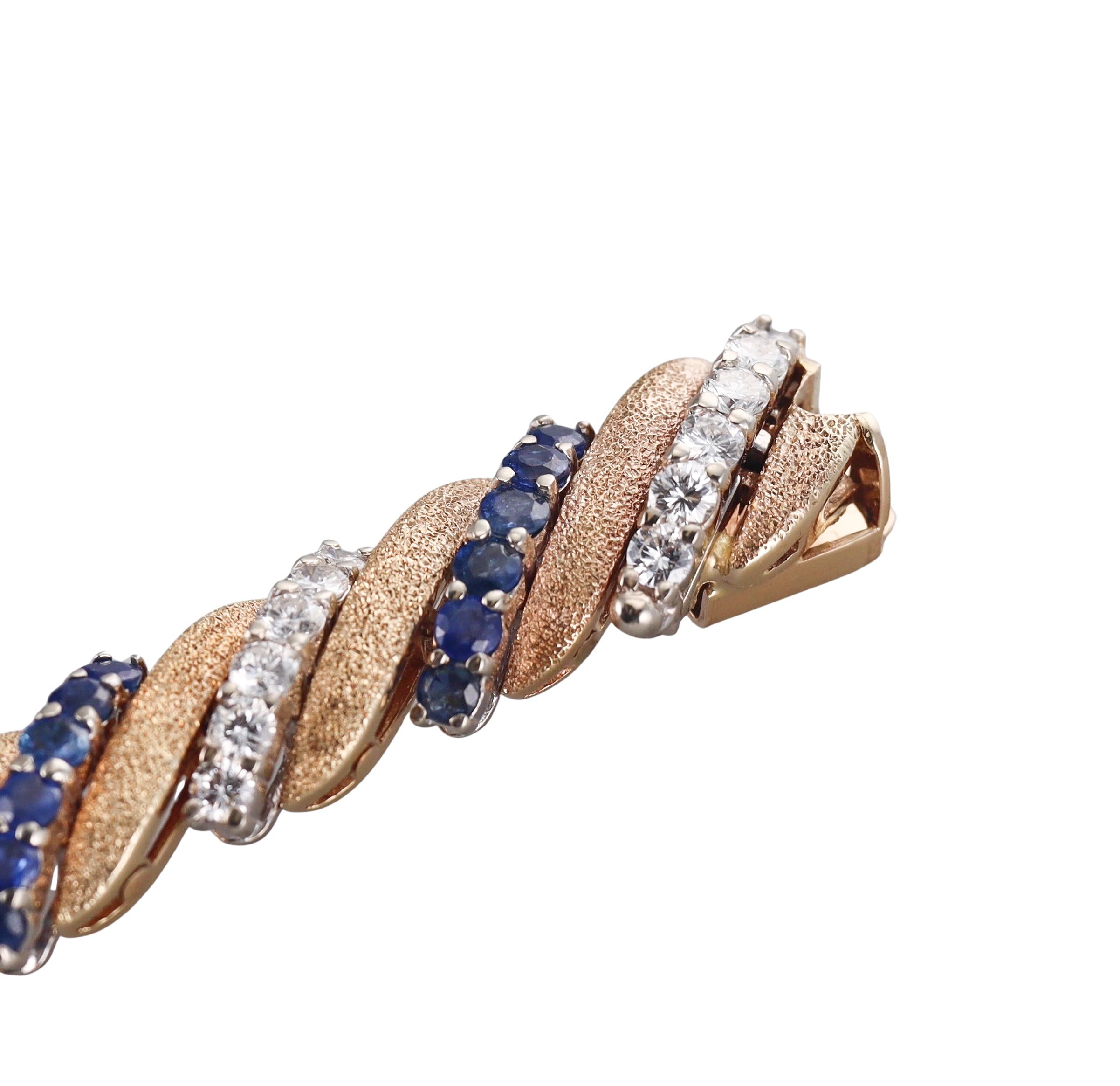 1960s Diamond Sapphire Gold Bracelet