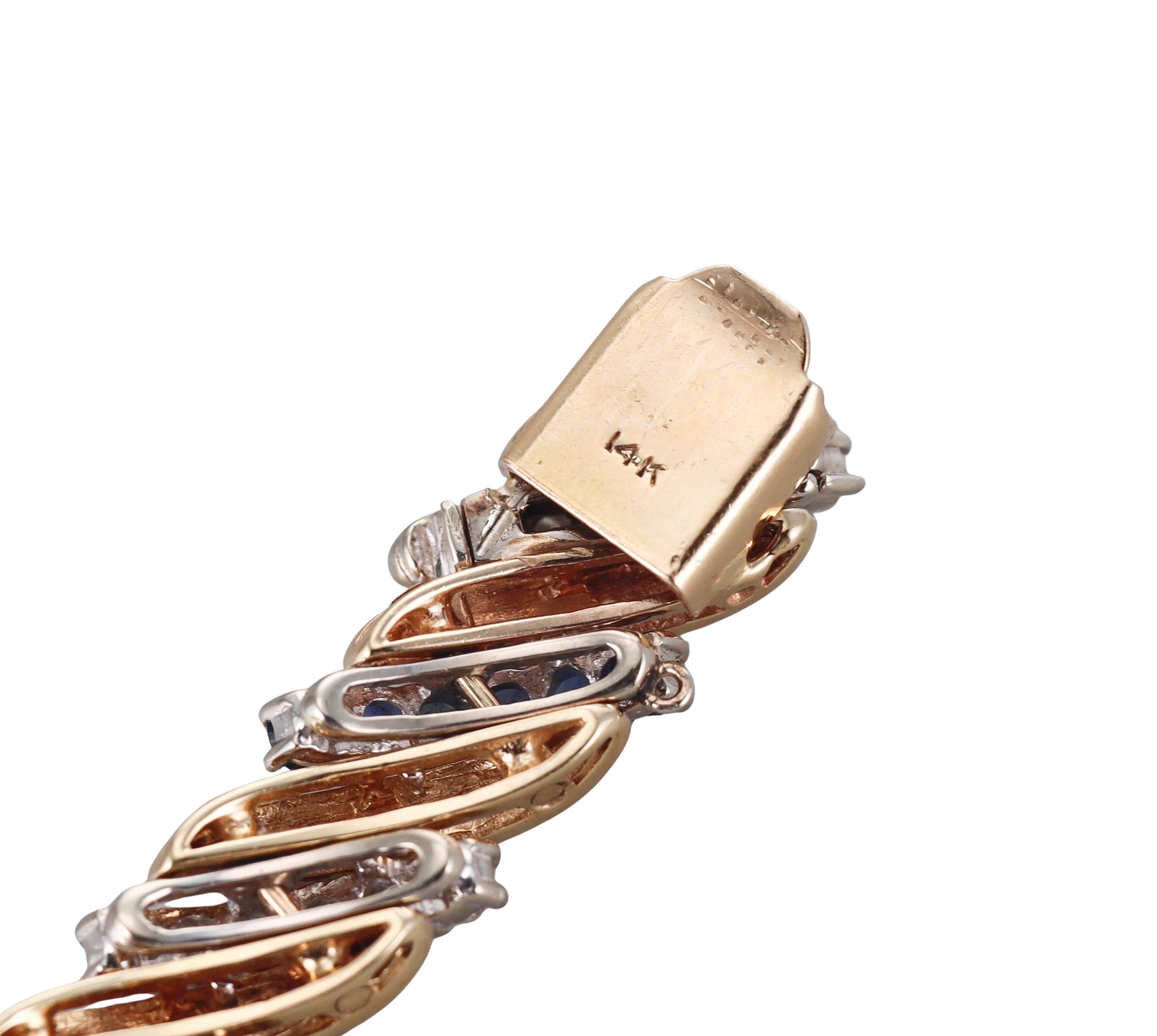 1960s Diamond Sapphire Gold Bracelet