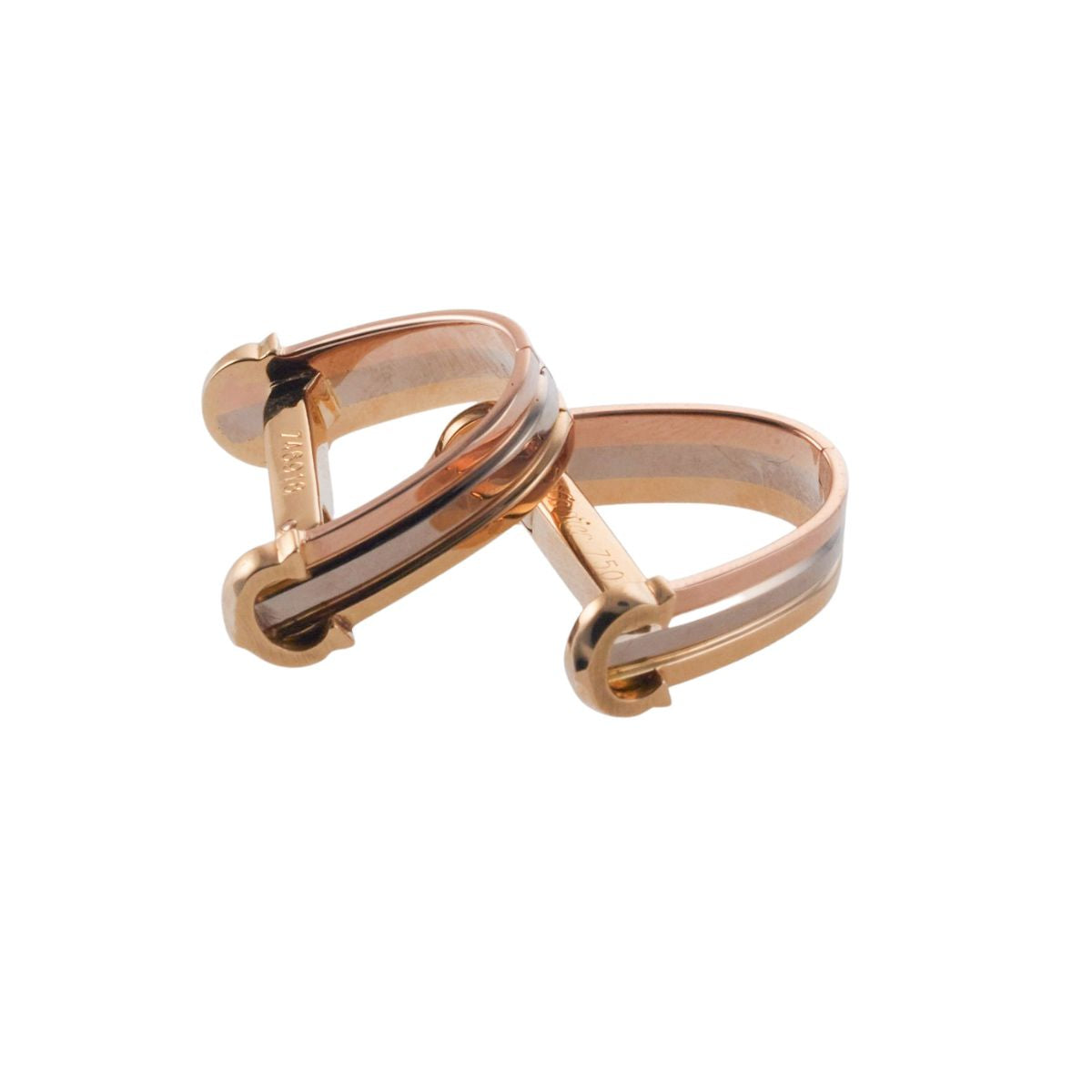 C de Cartier Tri Color Gold Stirrup Cufflinks
