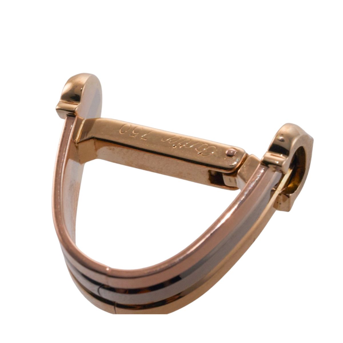 C de Cartier Tri Color Gold Stirrup Cufflinks
