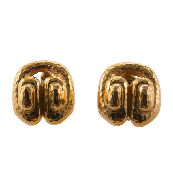 David Webb Hammered Gold Swirl Earrings