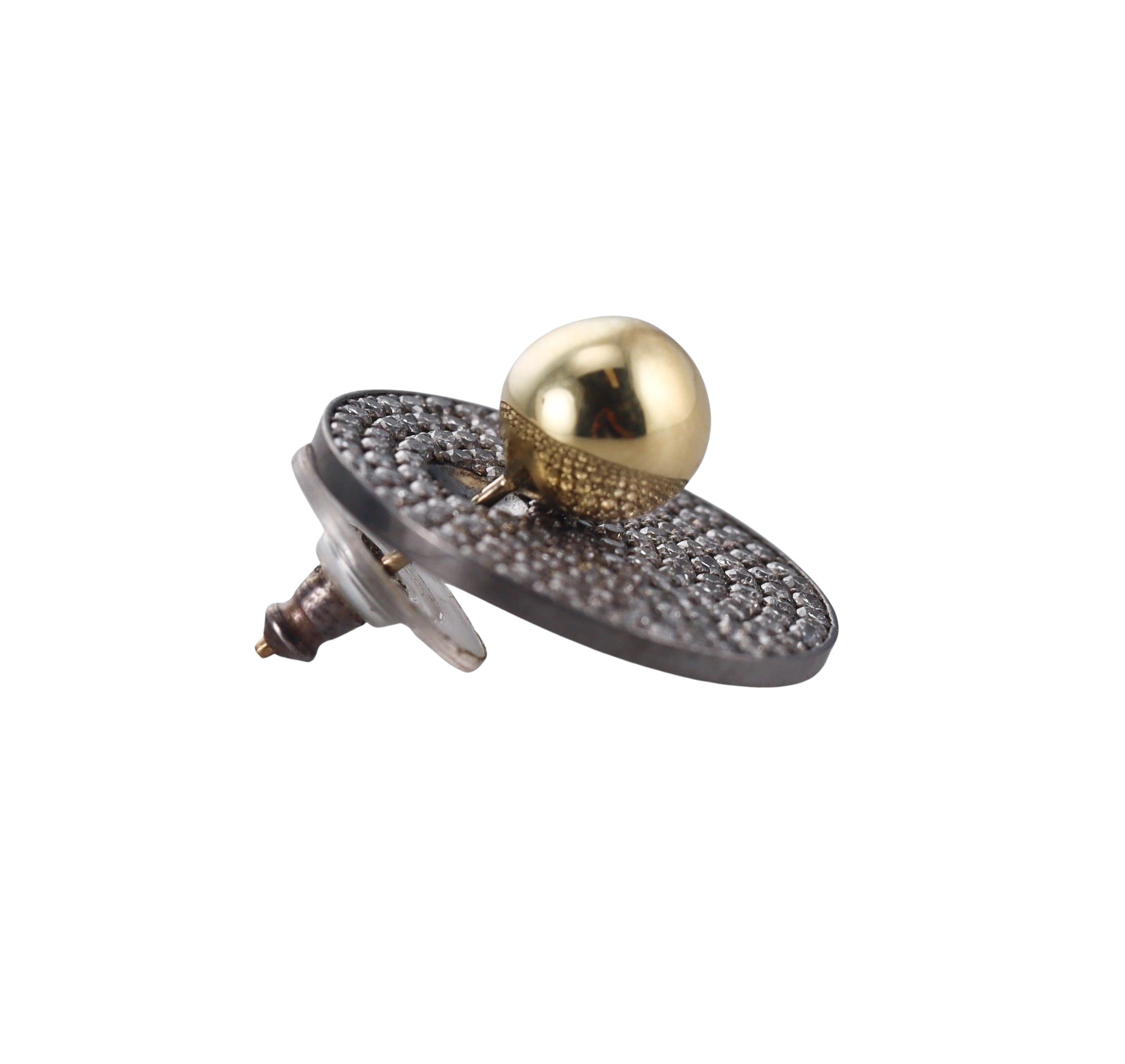 Spinelli Kilcollin Pave Diamond Gold Silver Disc Earrings