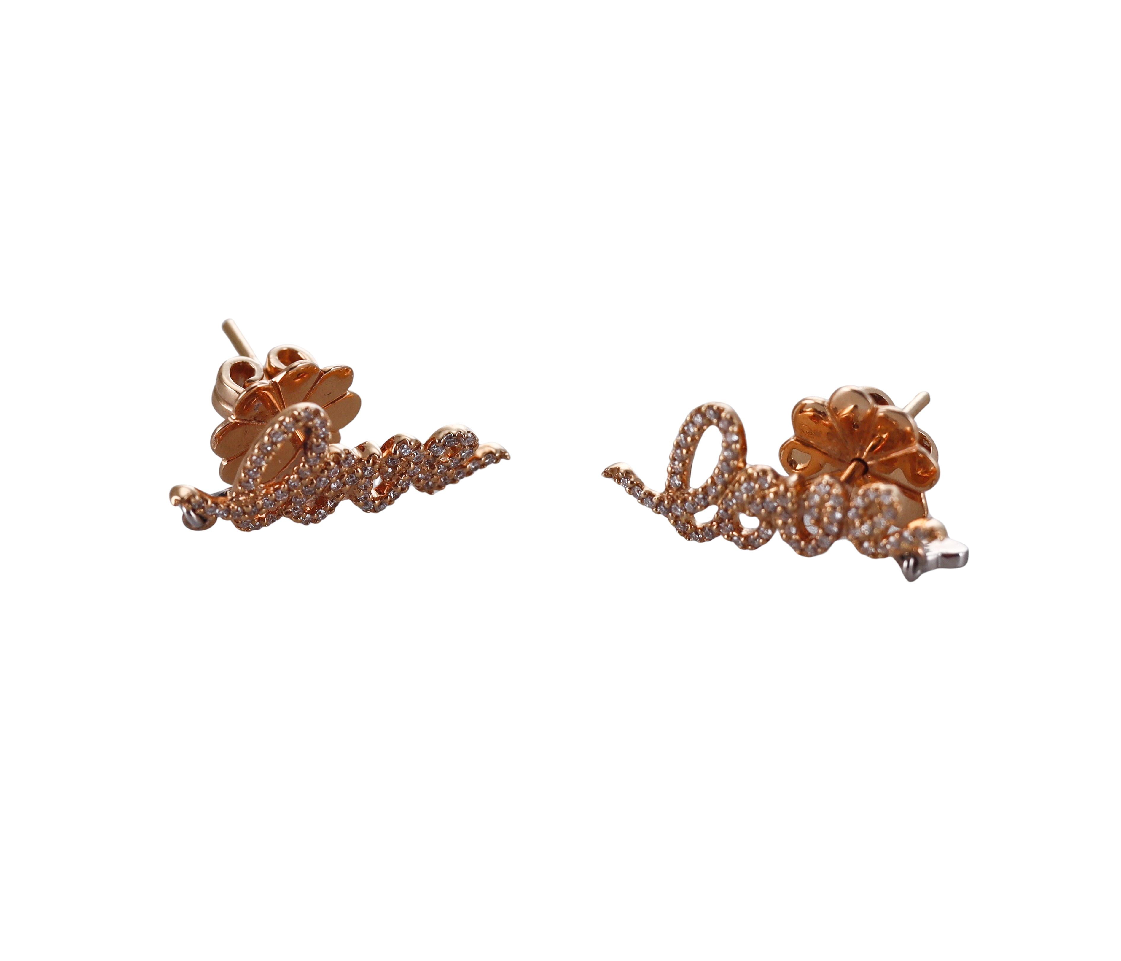 Casa Reale Diamond Rose Gold Love Stud Earrings