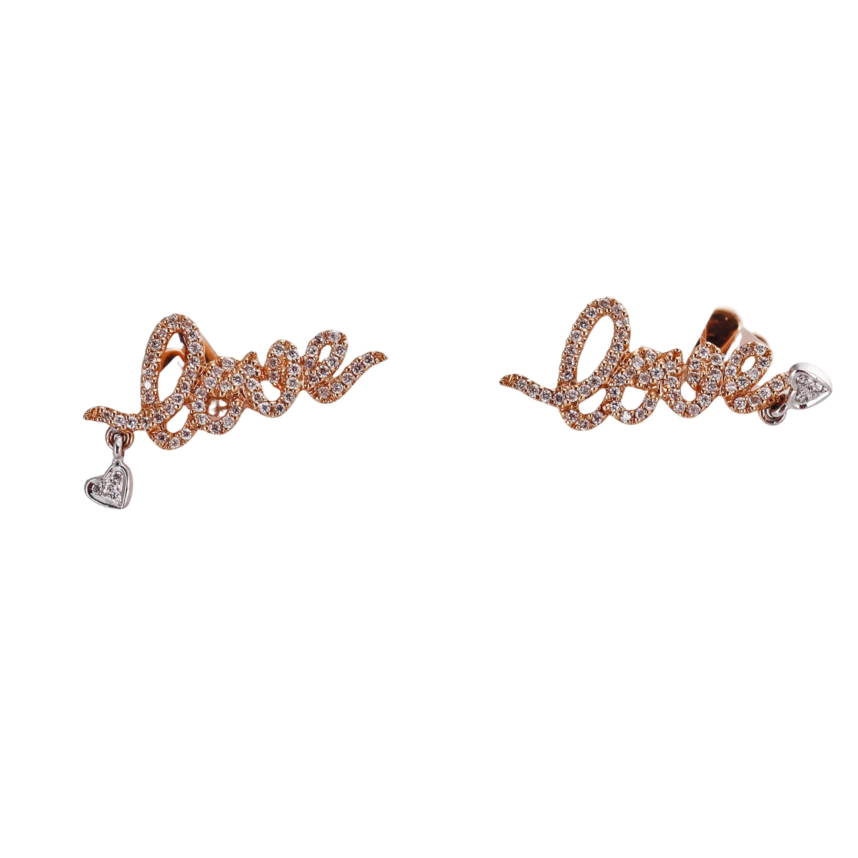 Casa Reale Diamond Rose Gold Love Stud Earrings