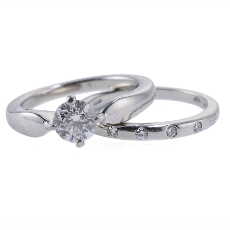 Bvlgari Bulgari GIA 0.70ct Diamond Engagement Wedding Platinum Ring Set