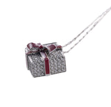 Roberto Coin Diamond Red Enamel Gold Gift Box Pendant Necklace