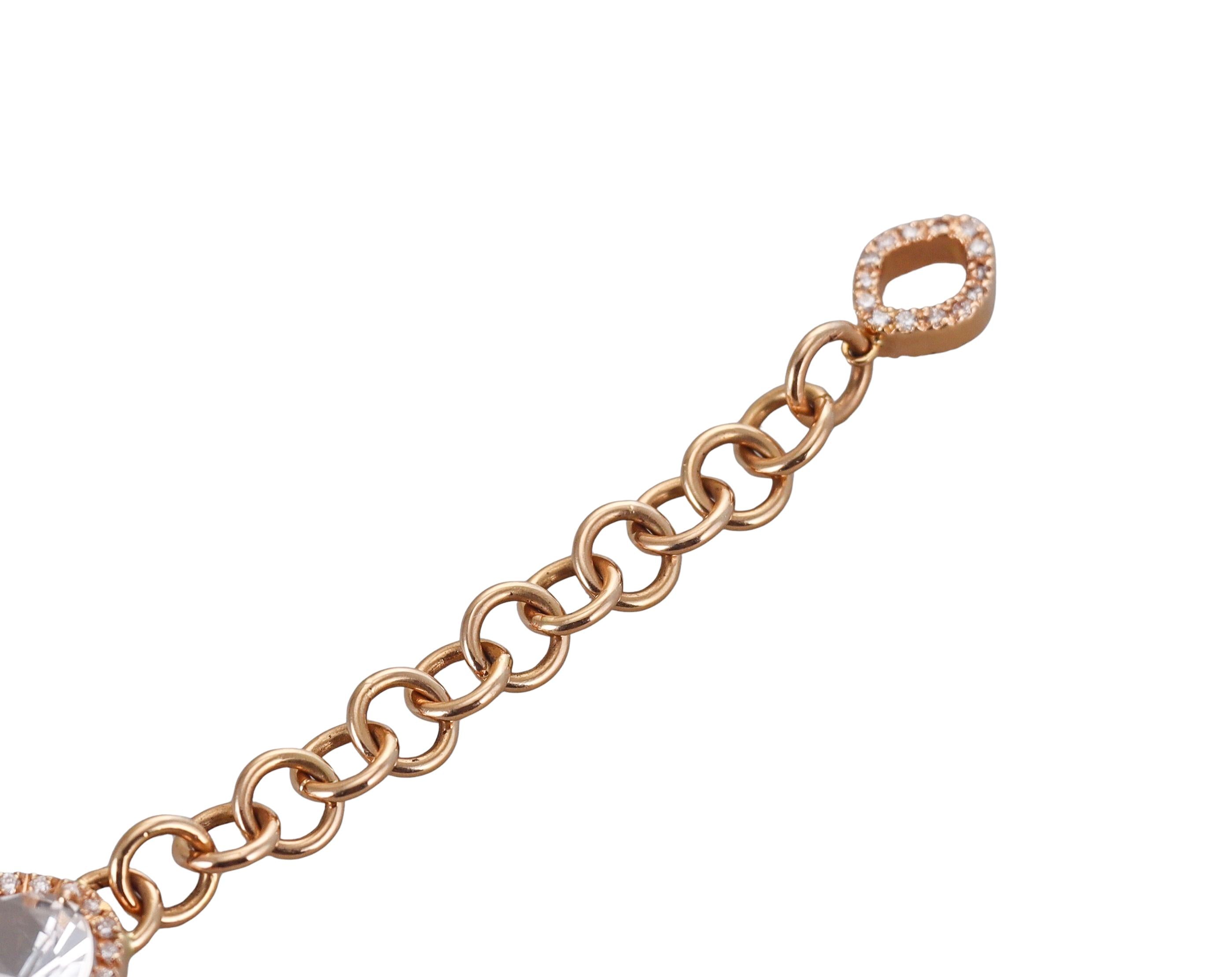 David Morris Gold Diamond Pink Sapphire Quartz Bracelet