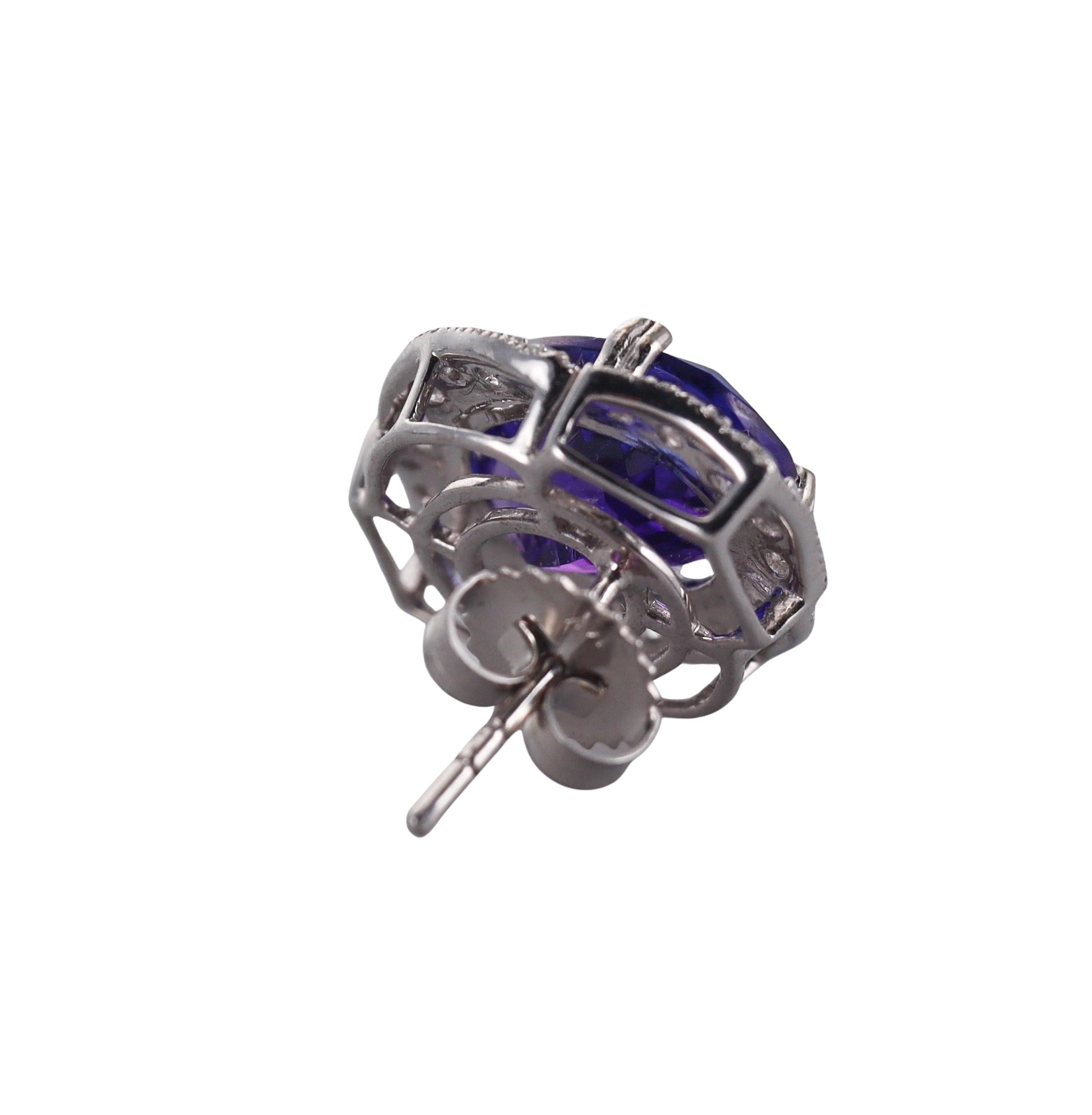 11ctw Tanzanite Diamond Gold Stud Earrings