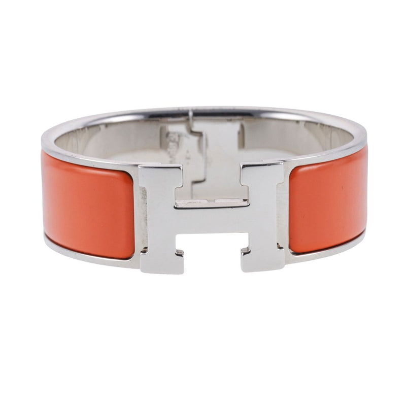 Hermes Clic Clac H Orange Enamel Bangle Bracelet