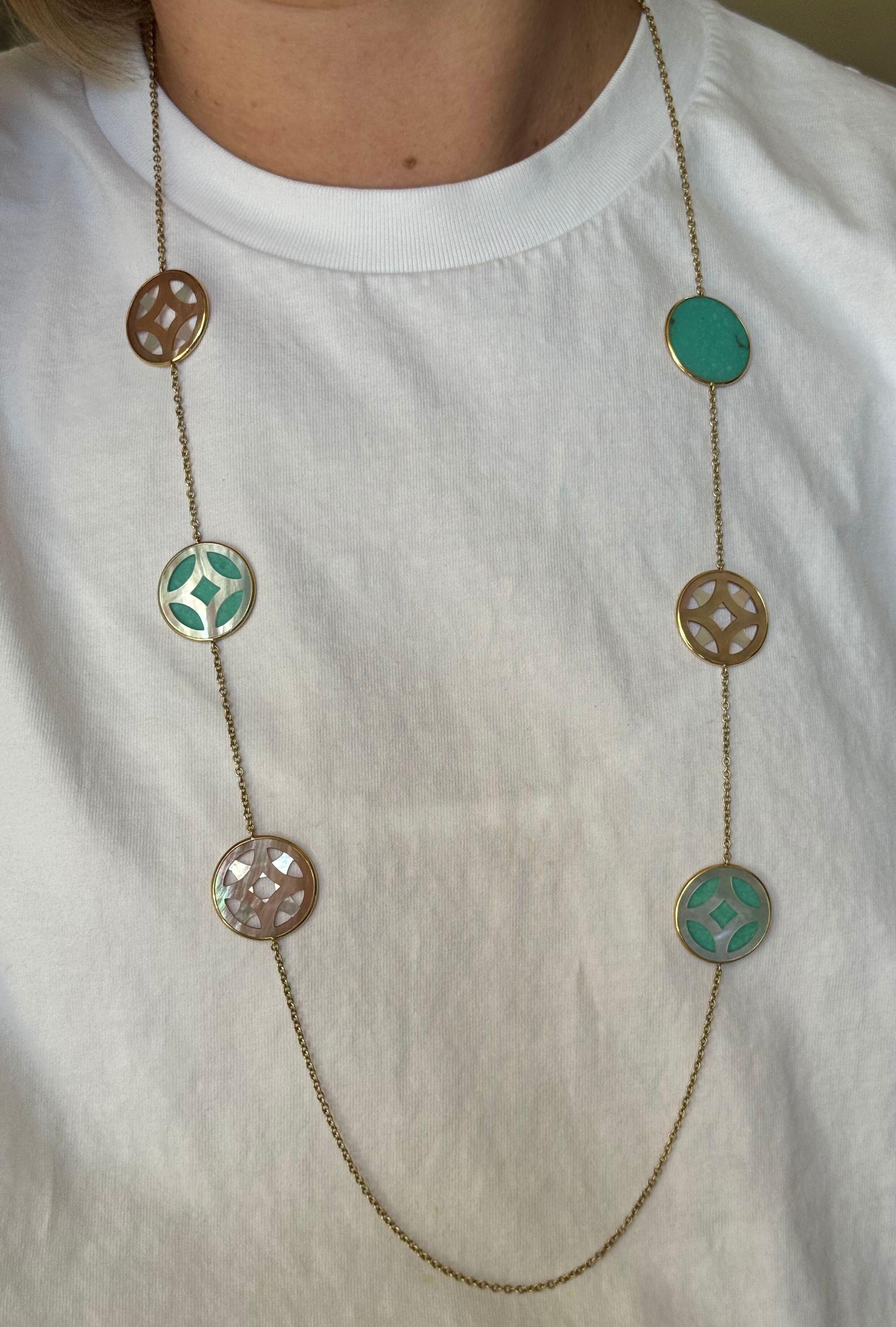 Ippolita Rock Candy Sabbia Gold MOP Turquoise Station Necklace